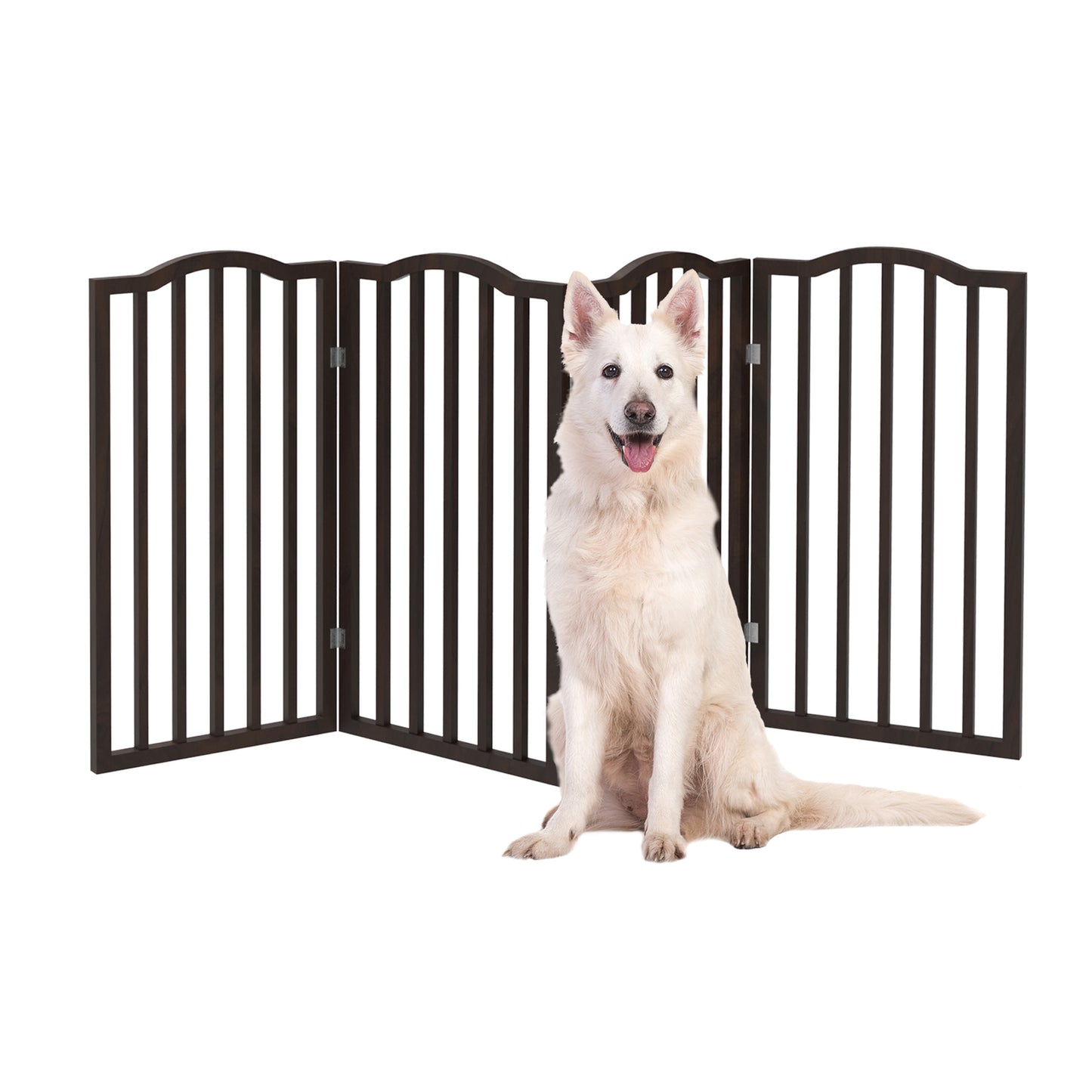 PETMAKER 4-Panel Indoor Foldable Pet Gate, Brown