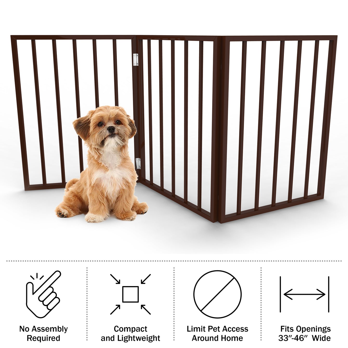 PETMAKER 3-Panel Foldable Pet Gate, Brown