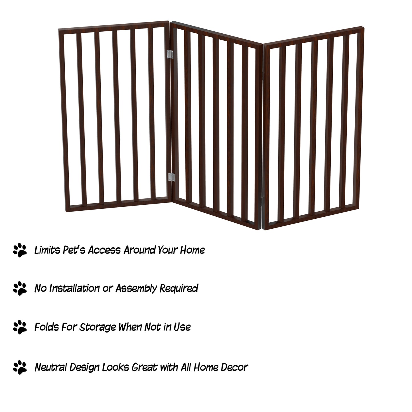 PETMAKER 3-Panel Indoor Foldable Pet Gate, Brown