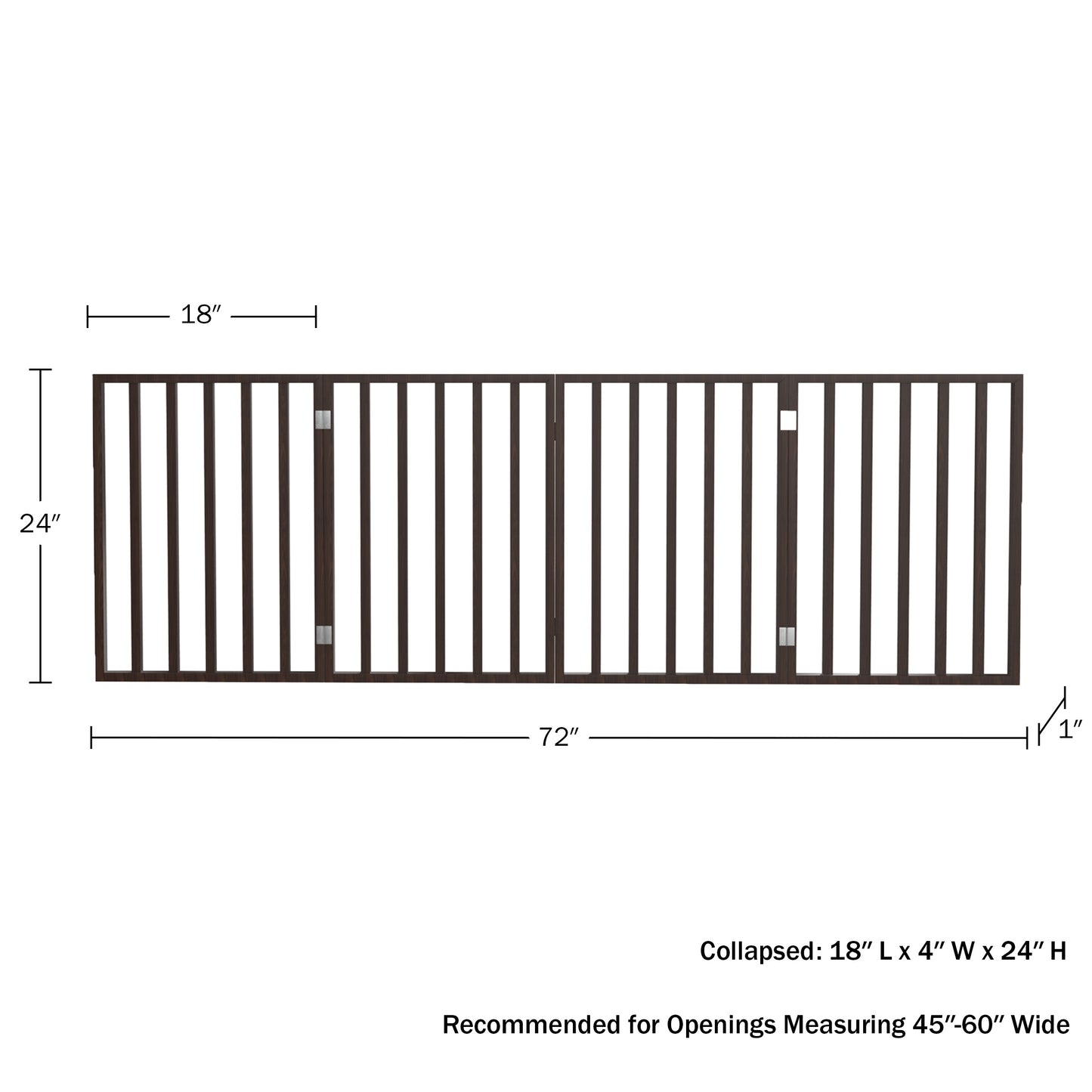 PETMAKER 4-Panel Indoor Foldable Pet Gate, Brown