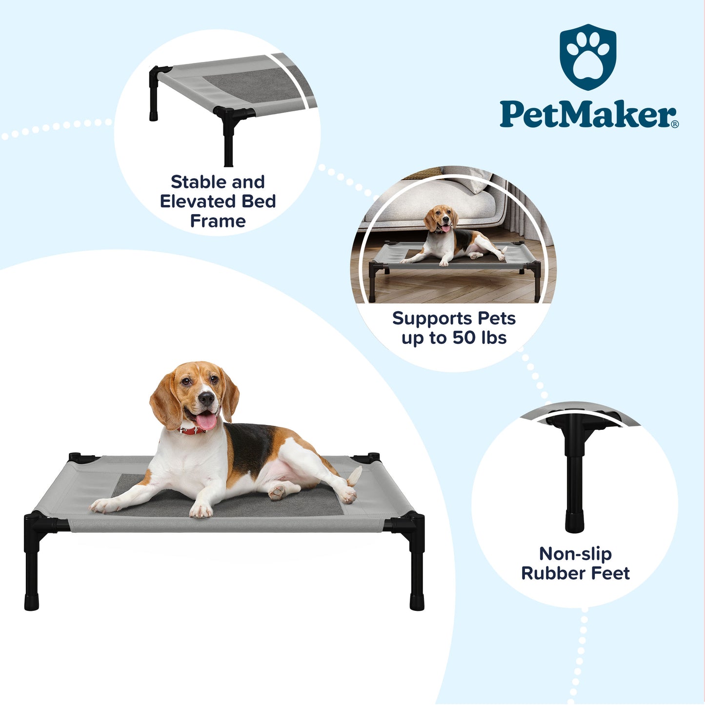 PETMAKER 30x24 Elevated Dog Bed, Gray