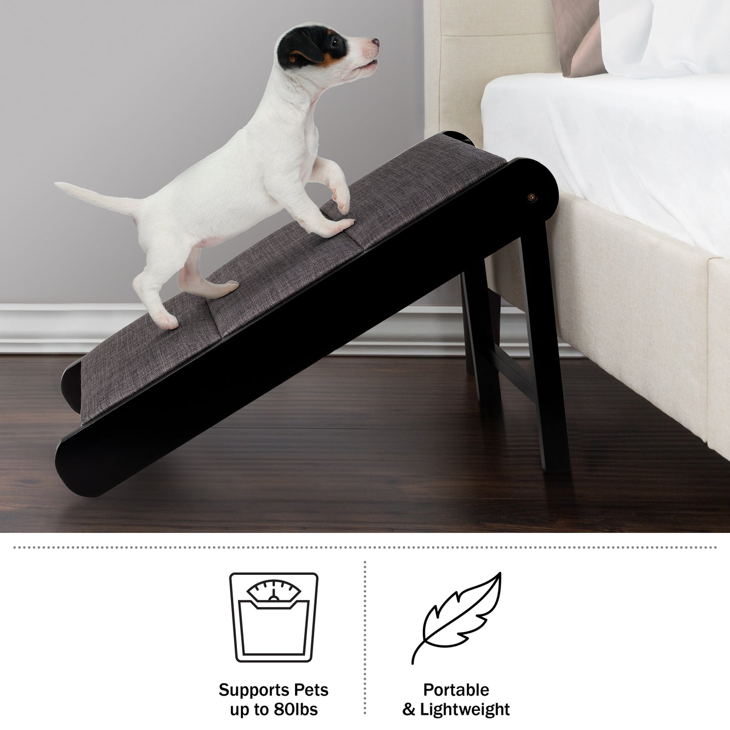 Foldable Wooden Pet Ramp, Black/Gray