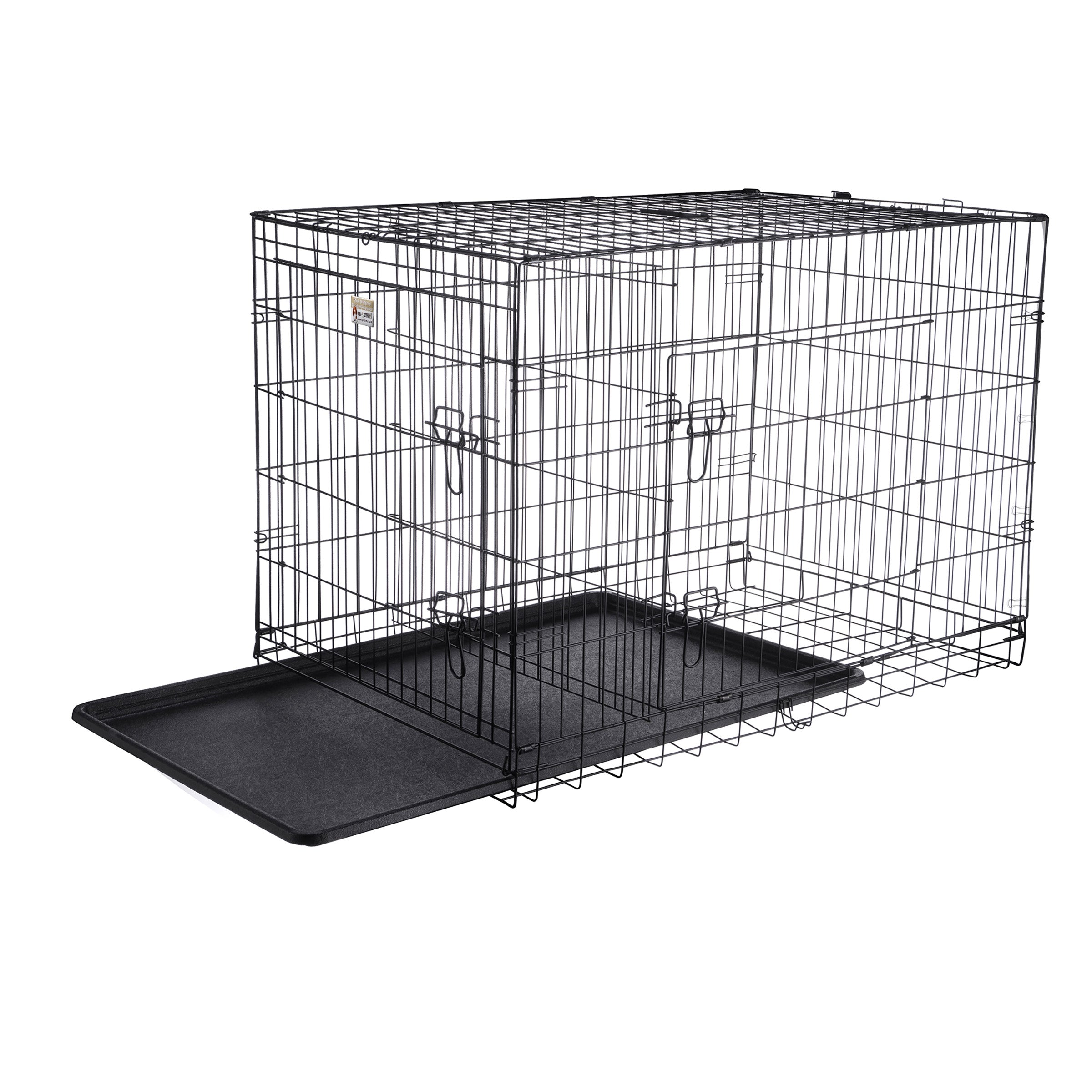 Pet Trex 42 Folding Pet Crate Double Door Kennel Wire Cage for Dogs Cats or Rabbits