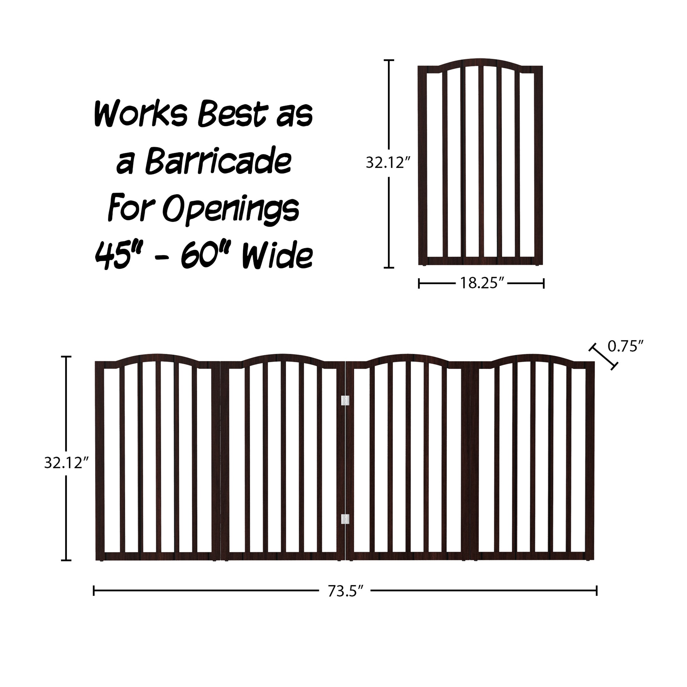 PETMAKER 4-Panel Indoor Foldable Pet Gate for Stairs or Doorways (Brown) –  PetMaker