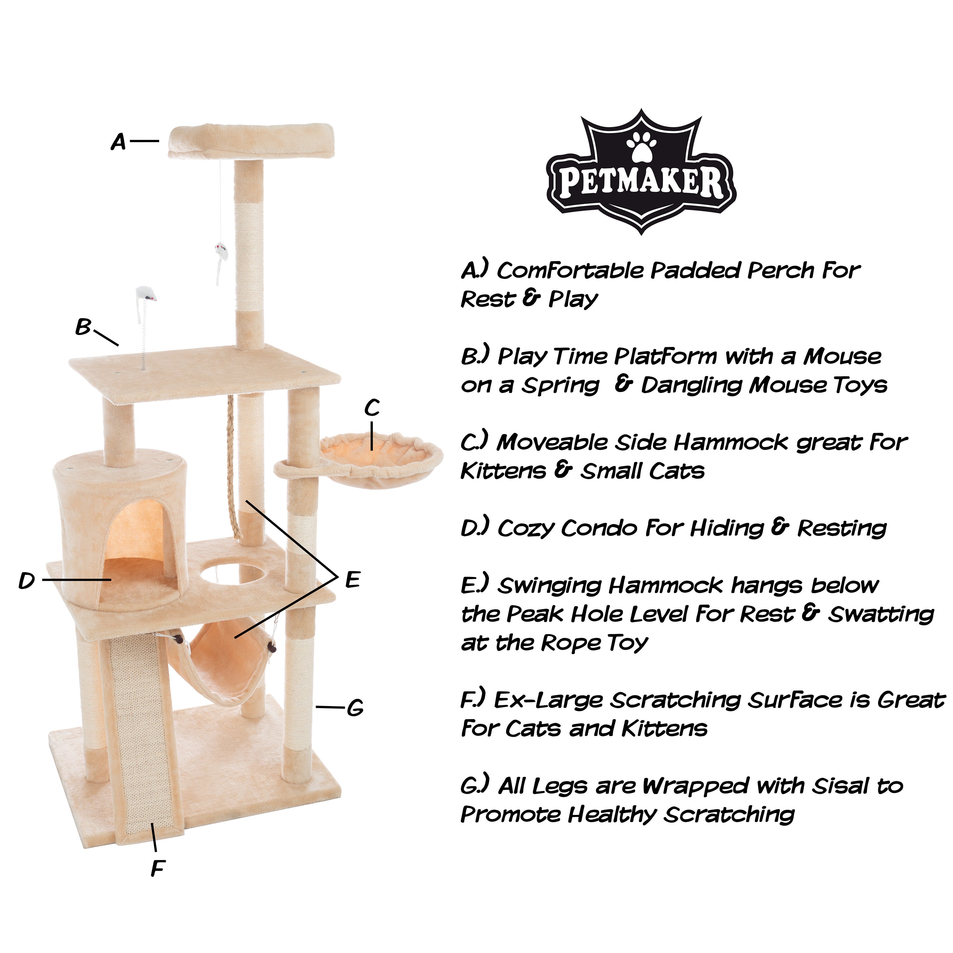 Petmaker 4 Tier Cat Tower for Indoor Cats