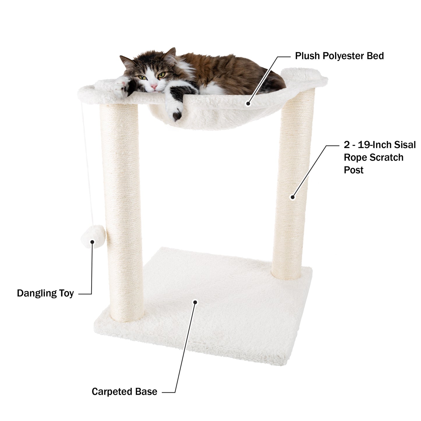 PETMAKER Cat Hammock with Scratching Posts, White