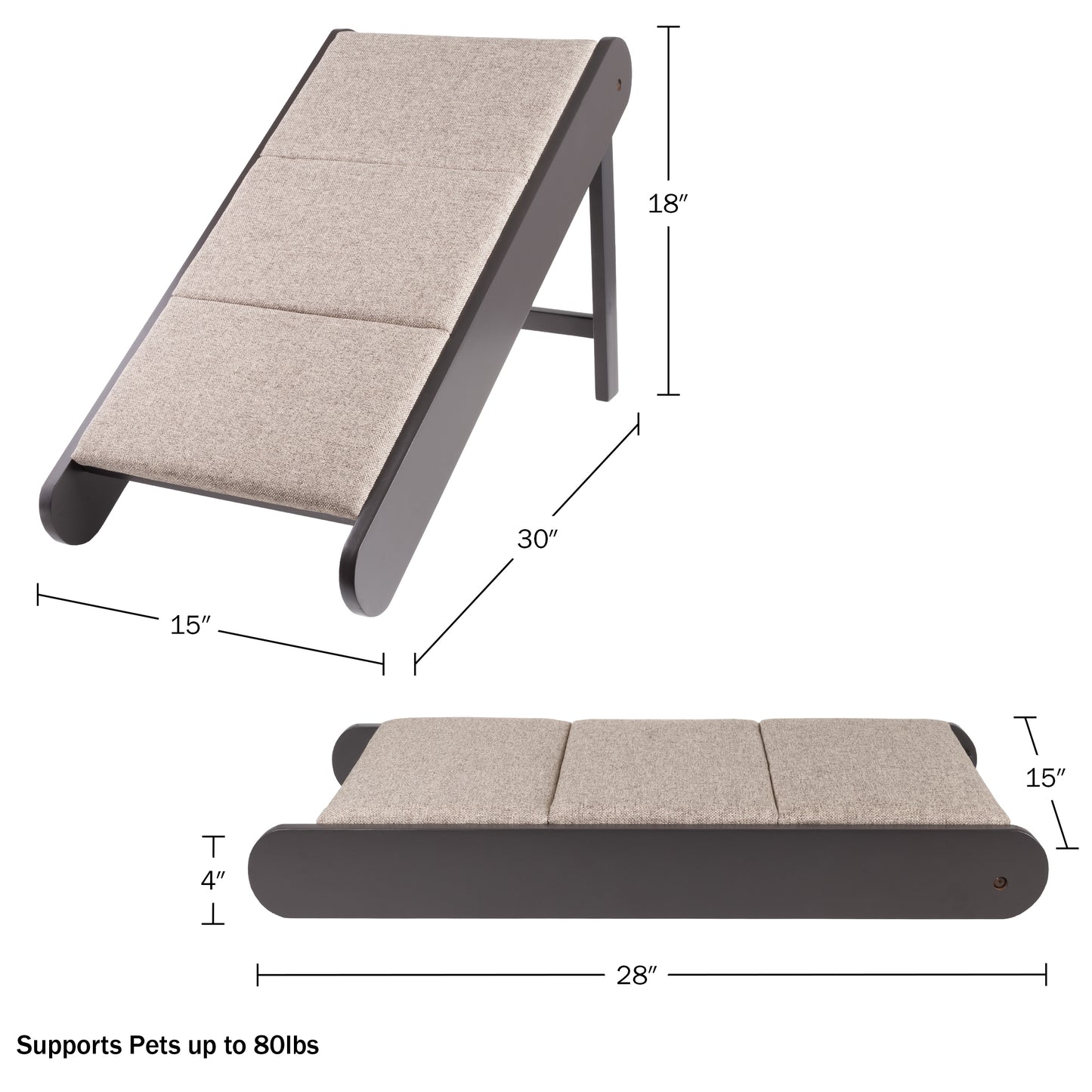 Foldable Wooden Pet Ramp, Gray