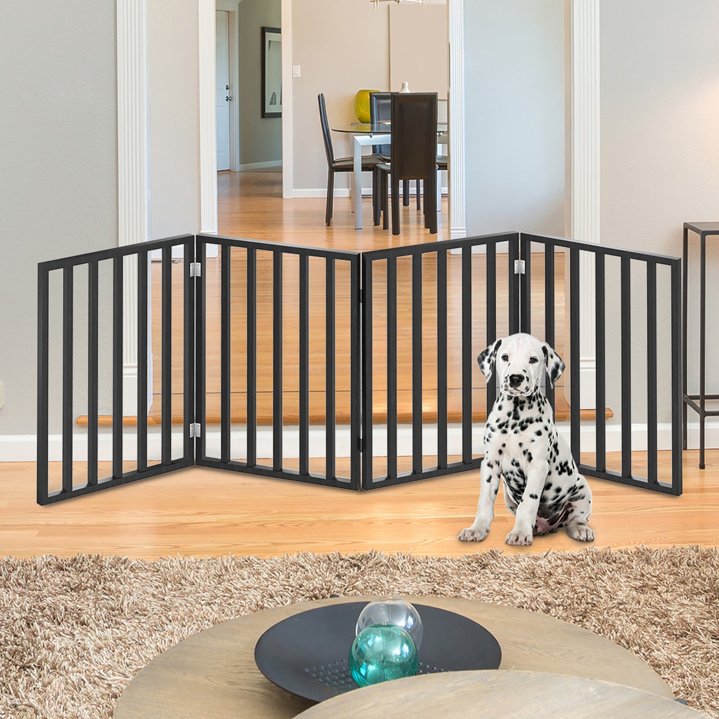 PETMAKER 4-Panel Indoor Foldable Pet Gate, Black