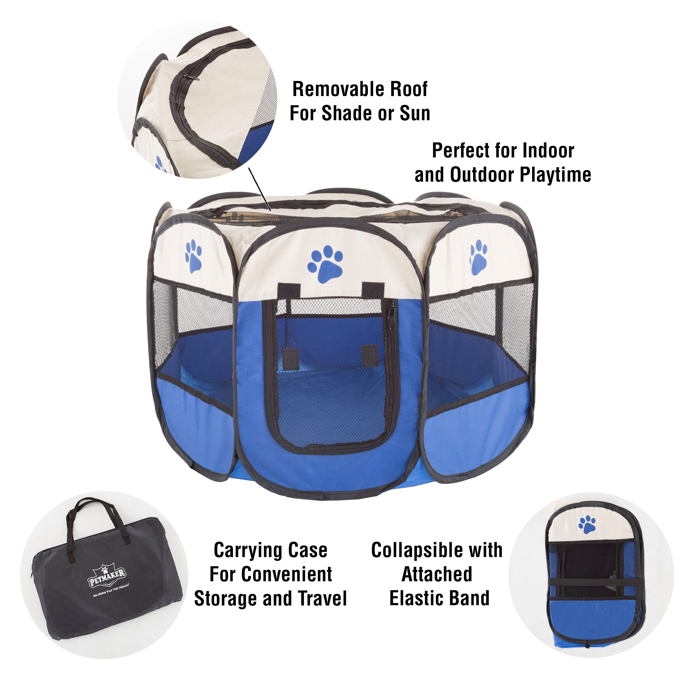 Petmaker Pop Up Pet Playpen with Carrying Case for Indoor Outdoor Use 26