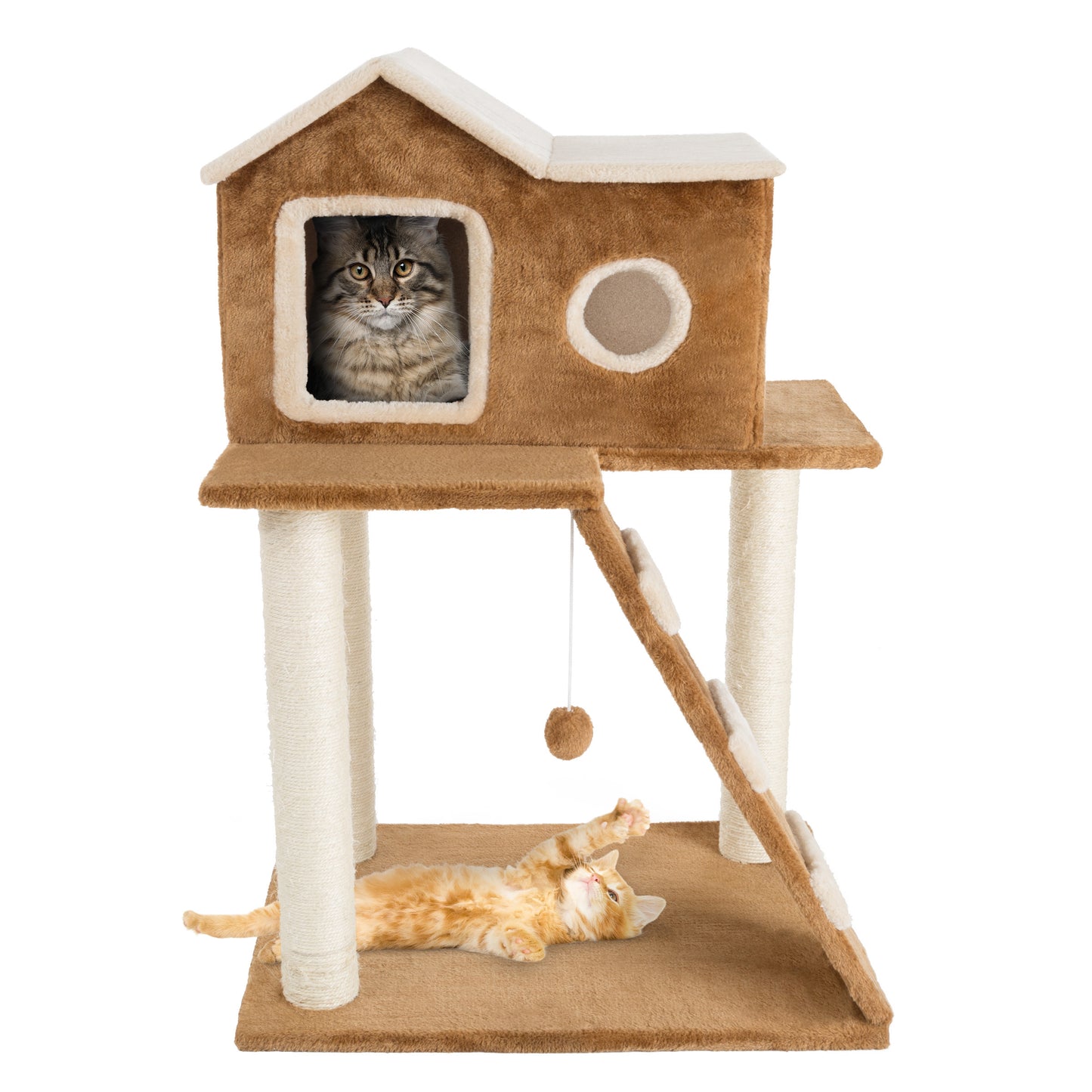 PETMAKER 35in Cat Tree with House, Brown