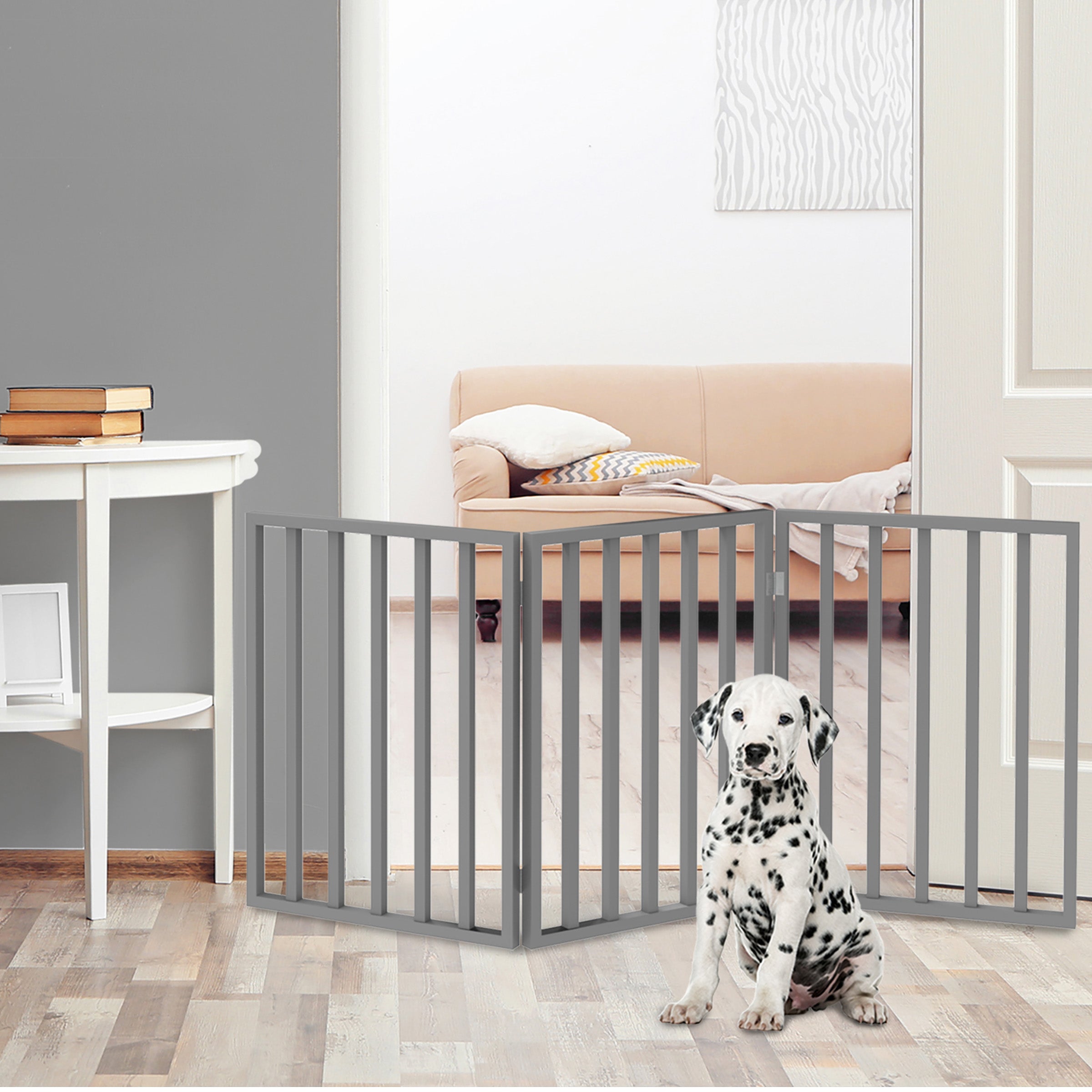 Petmaker 3 Panel Indoor Foldable Pet Gate Gray