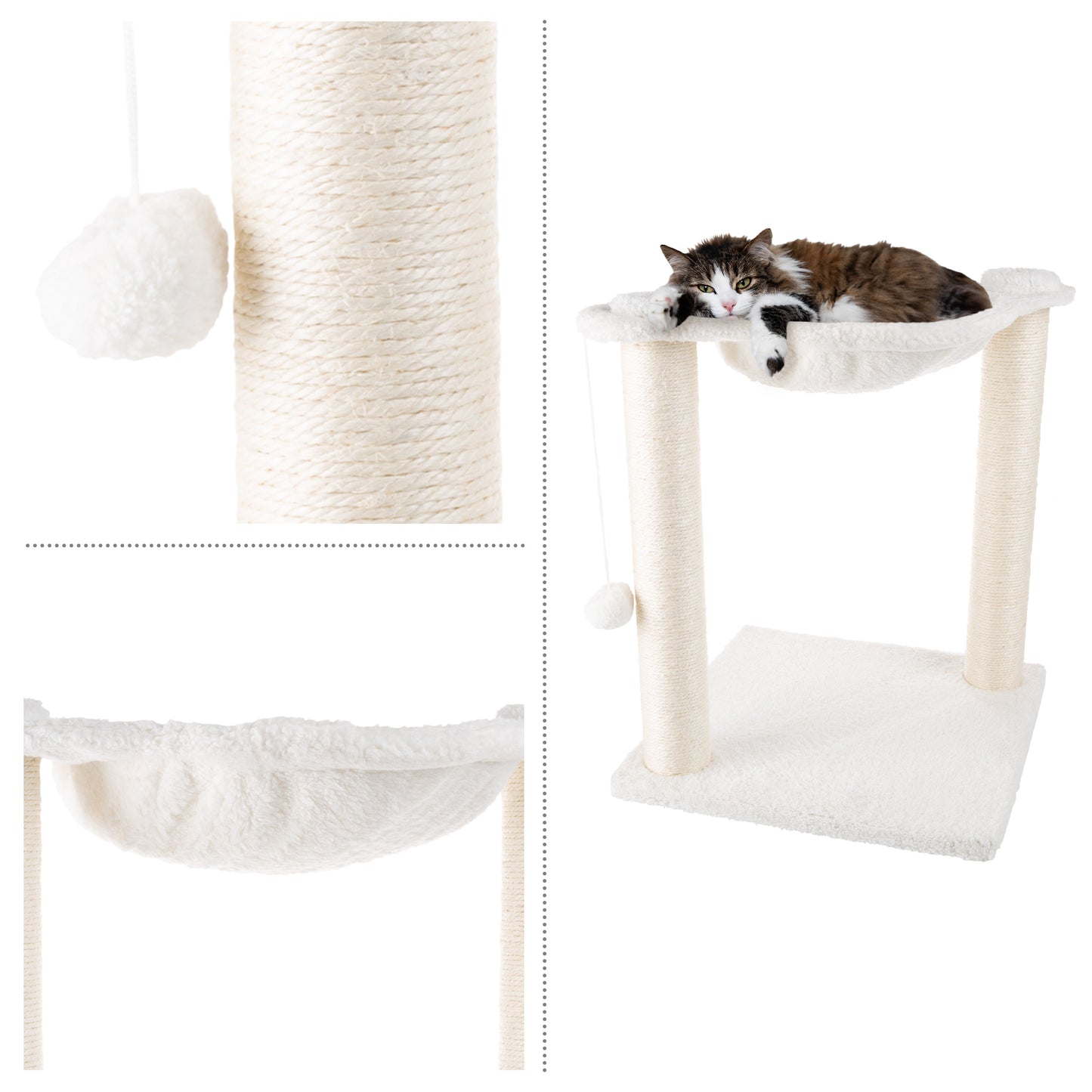 PETMAKER Cat Hammock with Scratching Posts, White