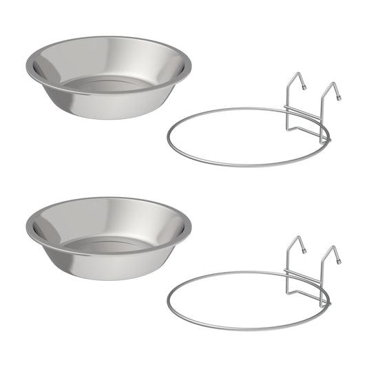 Stainless-Steel Hanging Dog Bowl Set