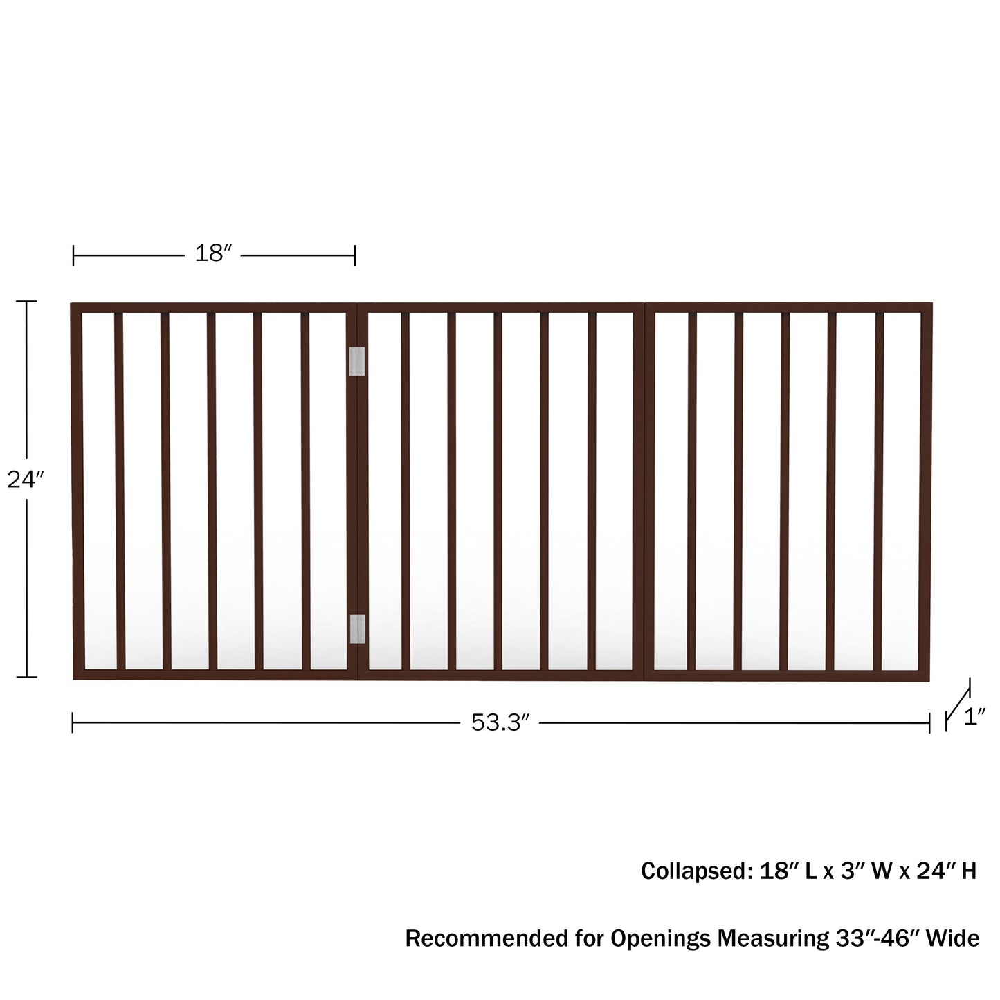 PETMAKER 3-Panel Foldable Pet Gate, Brown