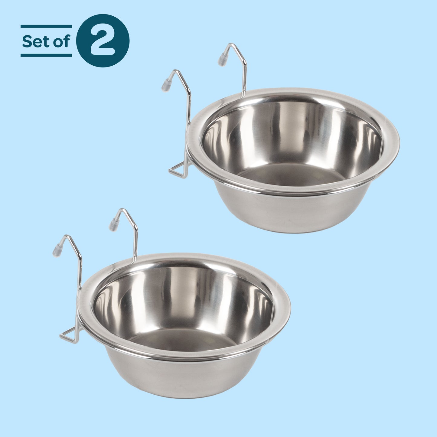 Stainless-Steel Hanging Dog Bowl Set