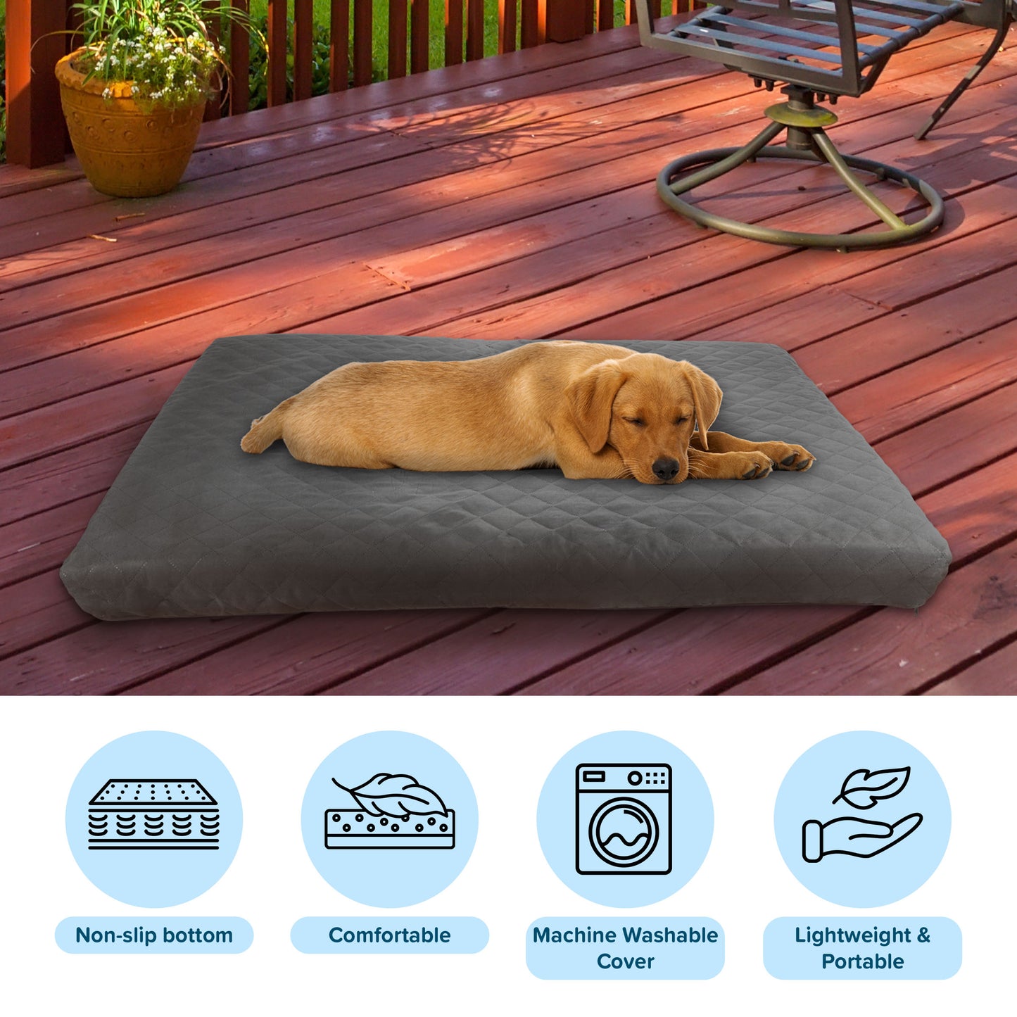 PETMAKER 36in Water-Resistant Dog Bed, Gray