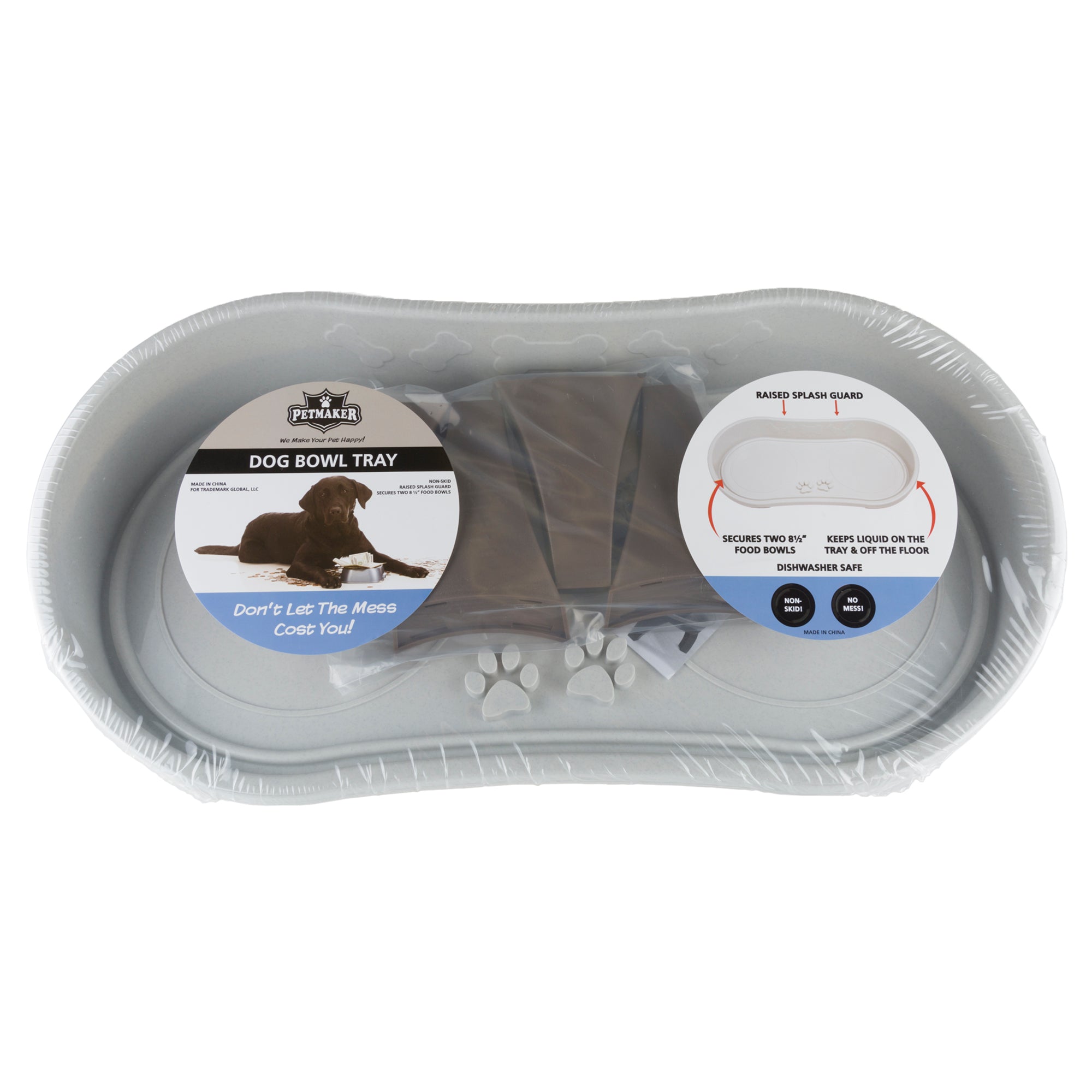 Petmaker Elevated Pet Feeding Tray with Splash Guard and Non Skid Feet