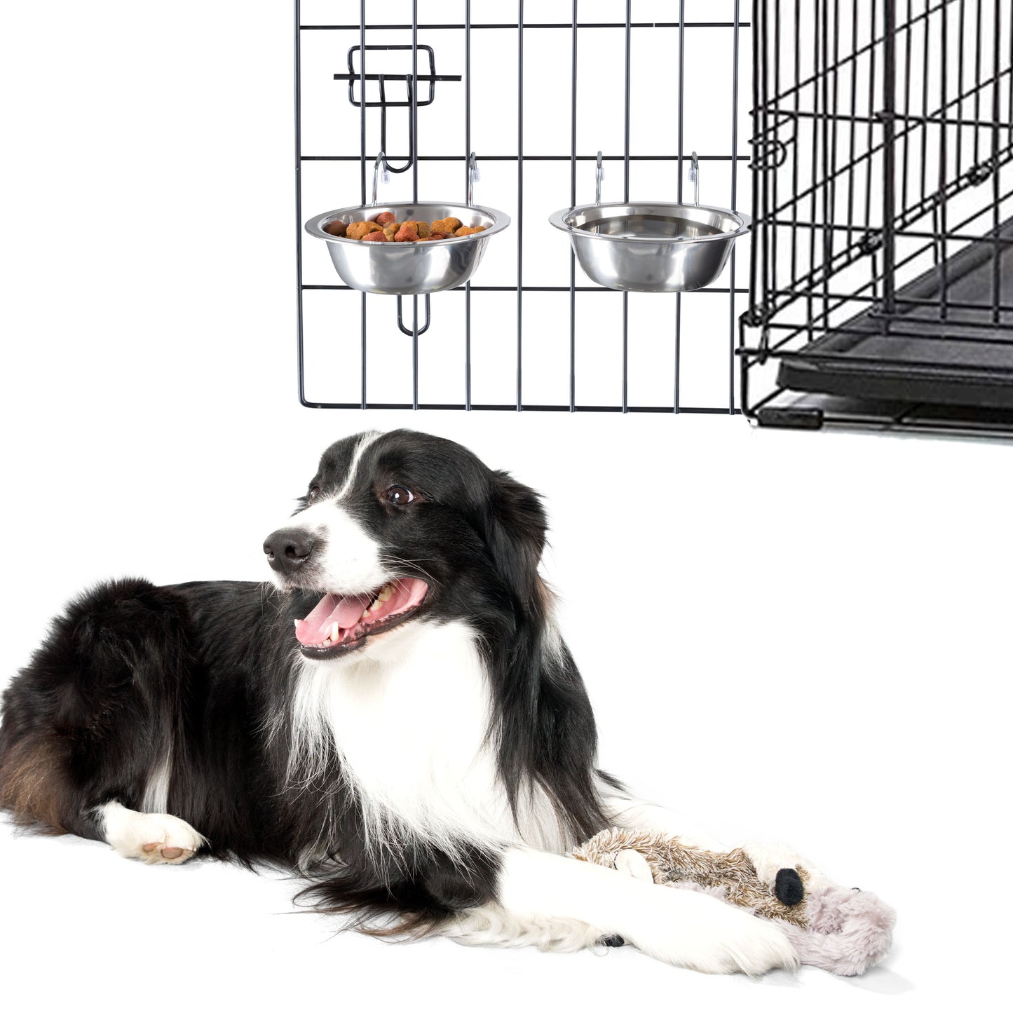 Stainless-Steel Hanging Dog Bowl Set