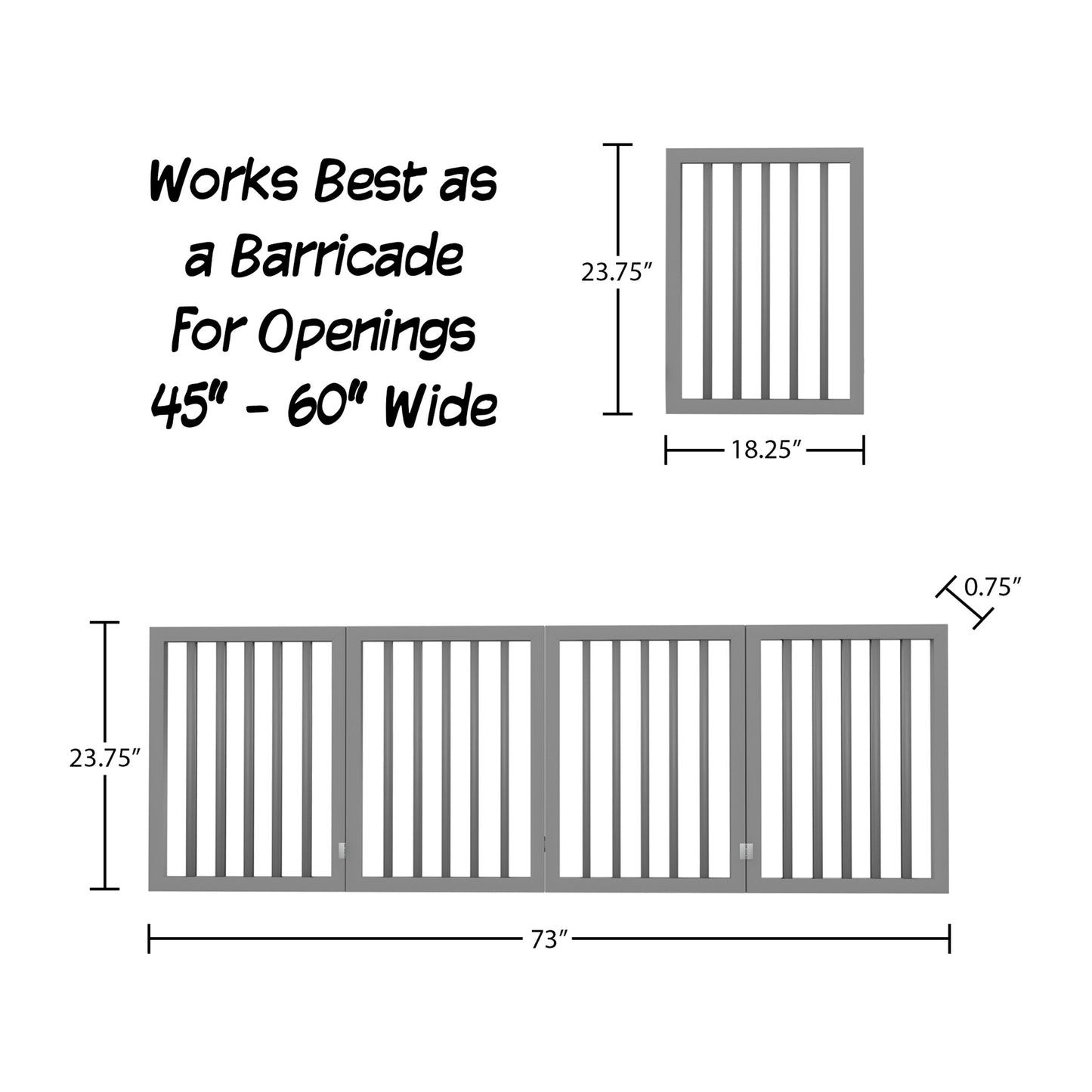 PETMAKER 4-Panel Indoor Foldable Pet Gate, Gray