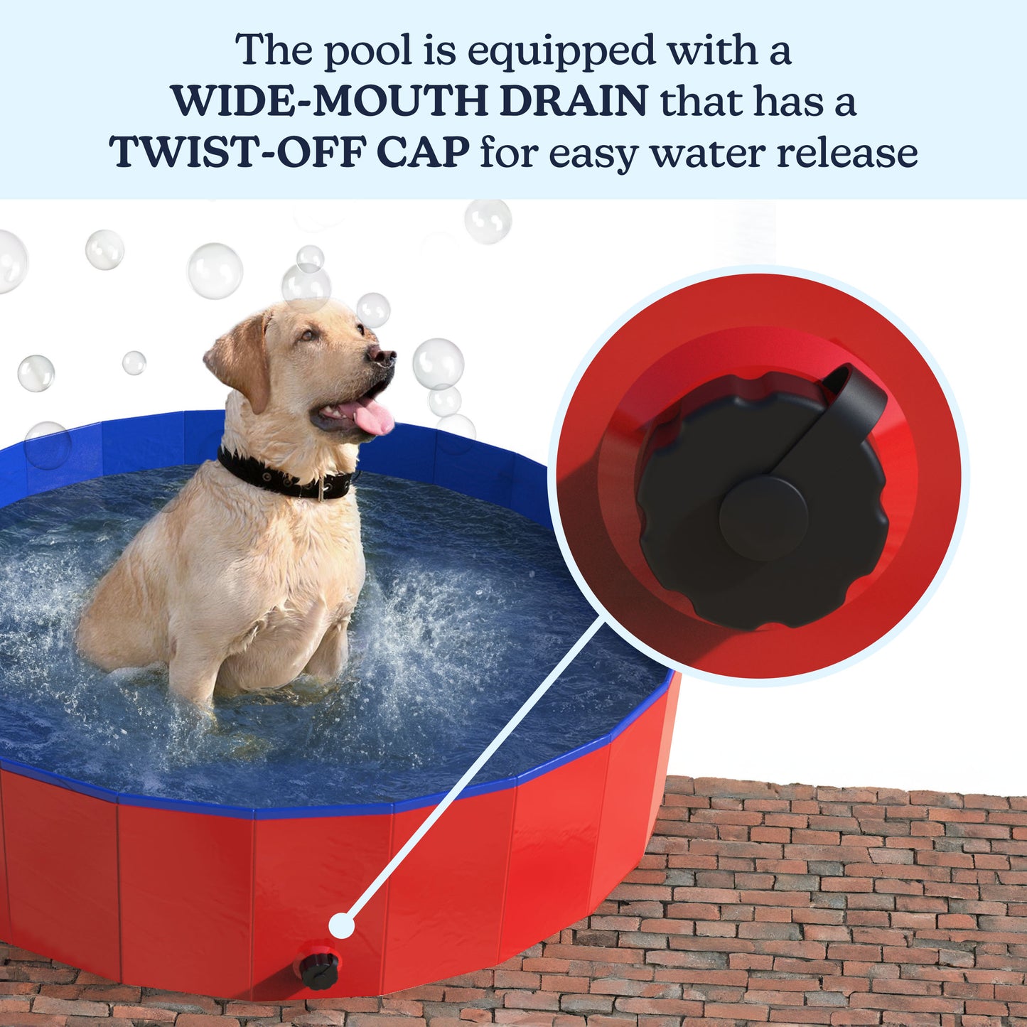 PETMAKER 47x12in Foldable Dog Pool, Red