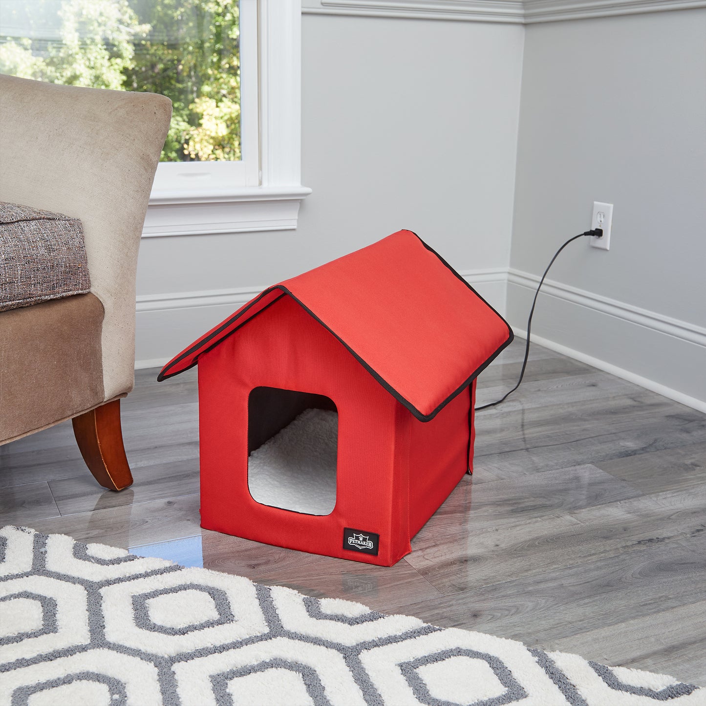 Heated Cat House with Sherpa Pad