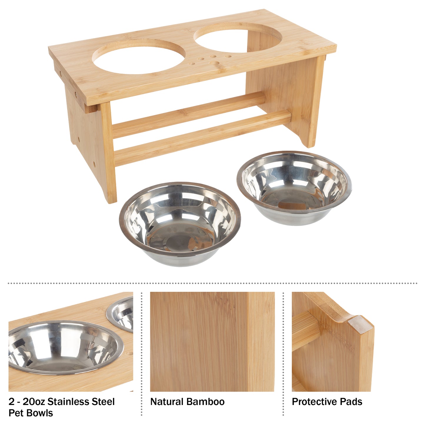 Elevated Dog Bowls with Bamboo Stand