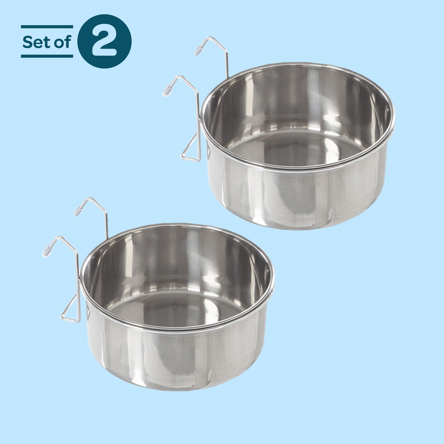 Stainless-Steel Hanging Dog Bowl Set