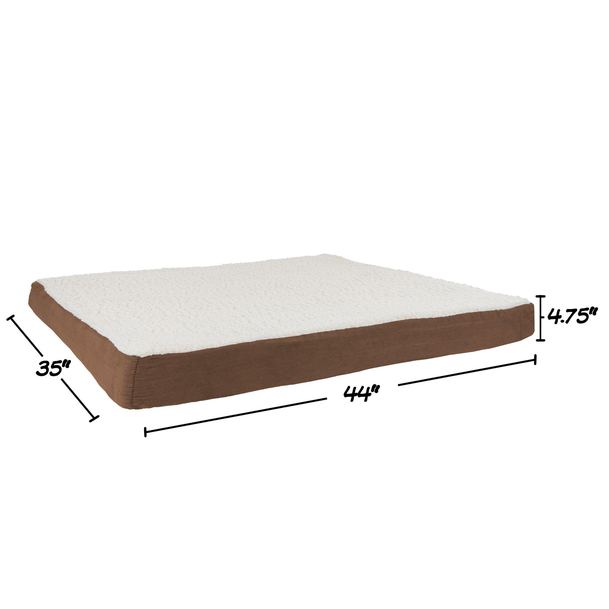 Petmaker Orthopedic Sherpa Top Pet Bed with Memory Foam Removeble Cover Brown