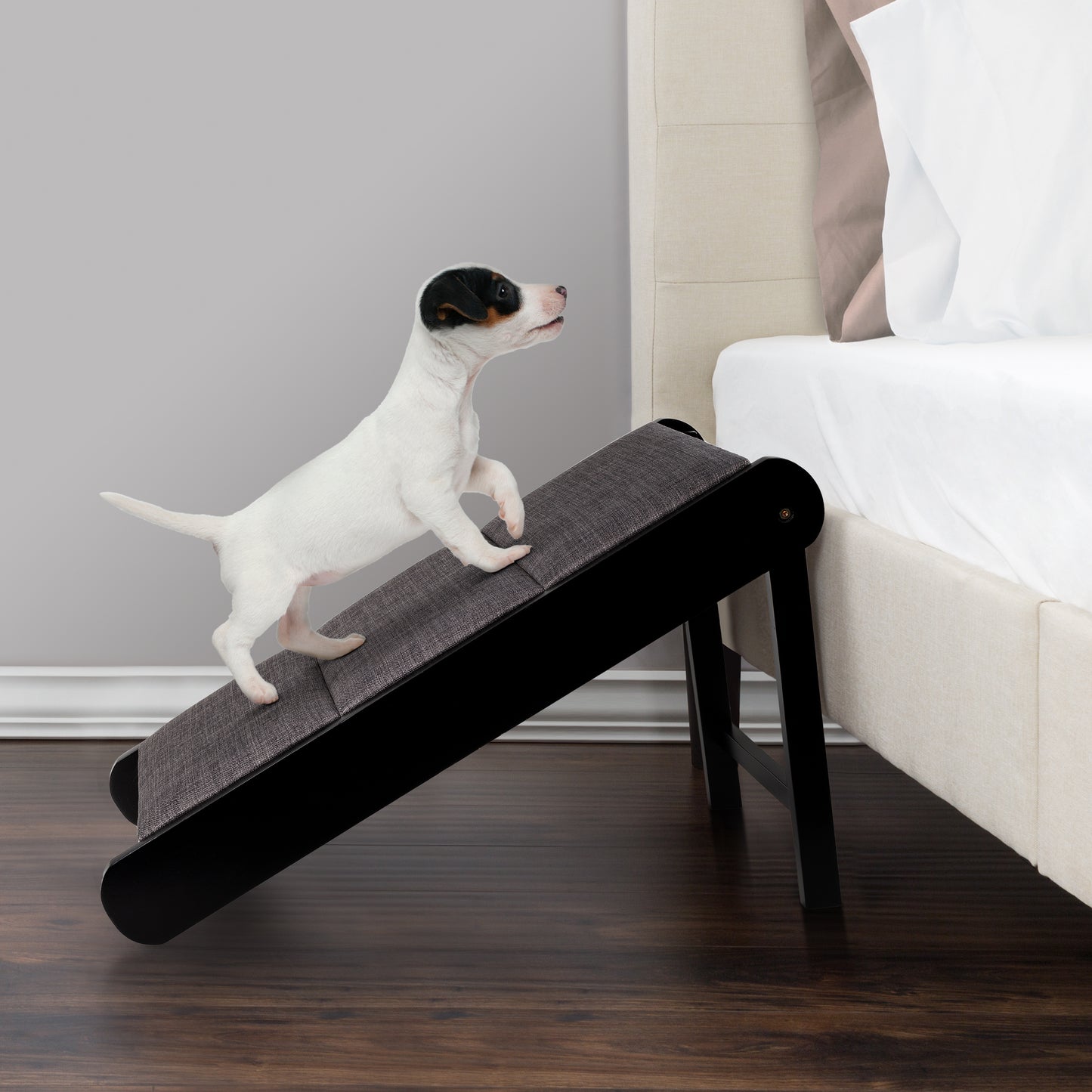 Foldable Wooden Pet Ramp, Black/Gray