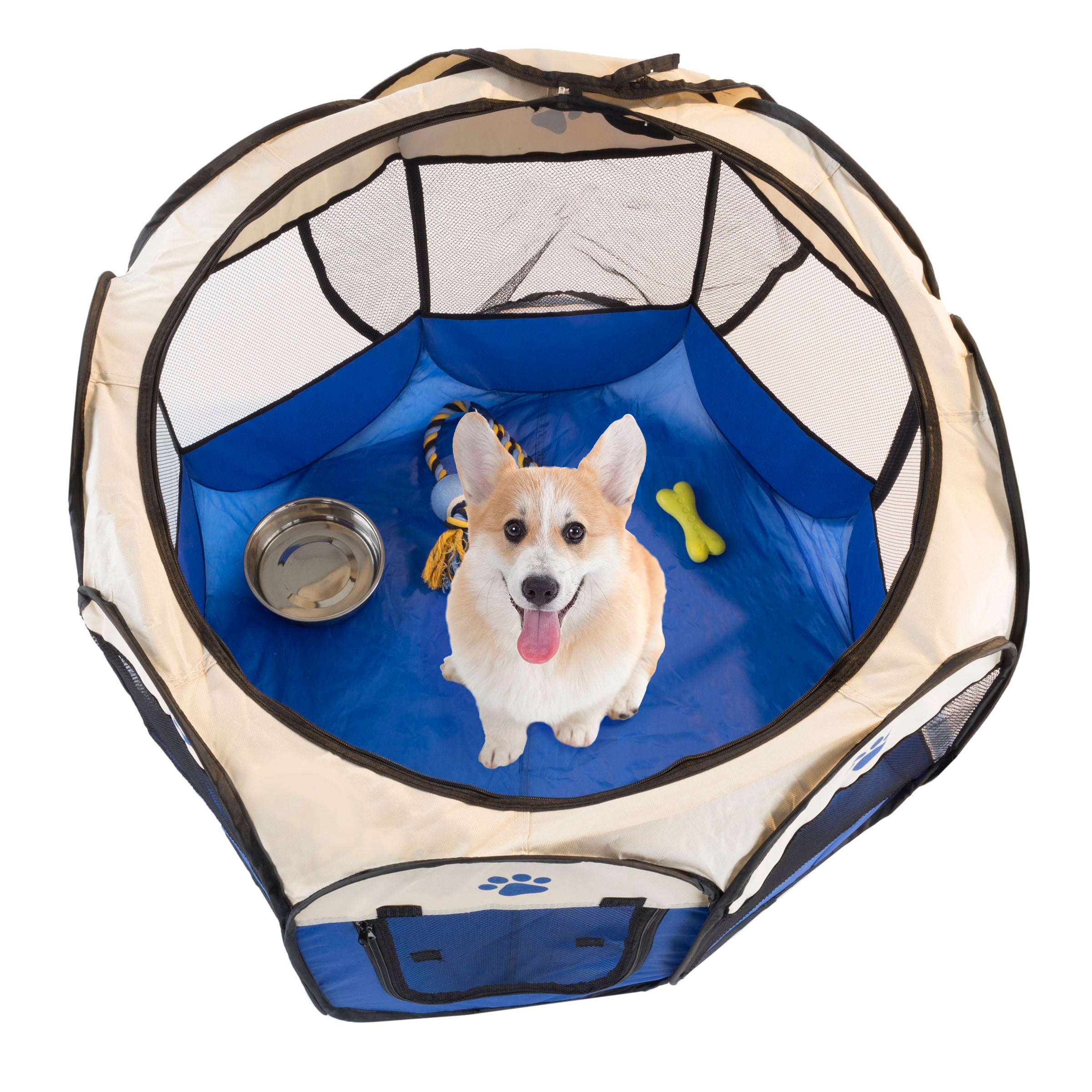 PETMAKER Indoor and Outdoor Pop Up Pet Playpen with Carrying Case Blue PetMaker