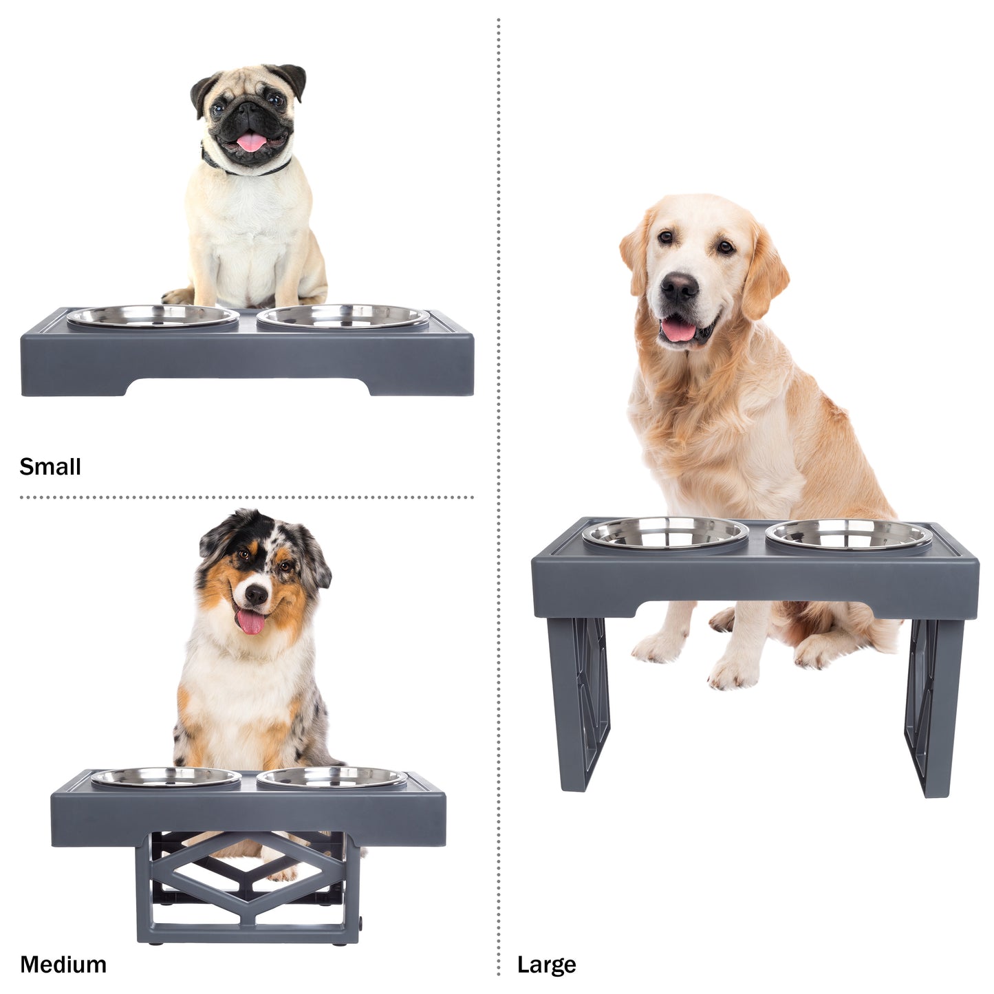 PETMAKER Adjustable Raised Dog Bowl Stand, Gray