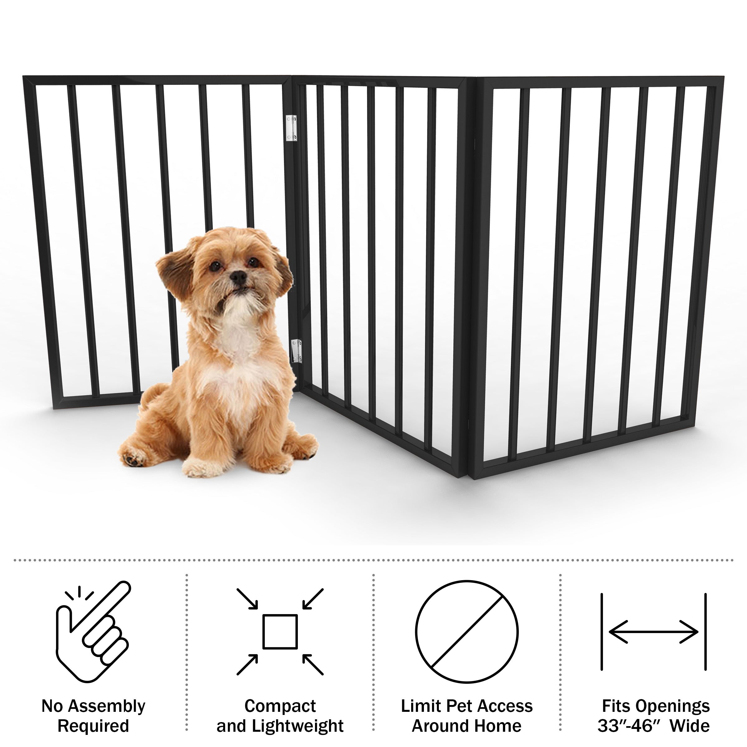 PETMAKER 3 Panel Indoor Foldable Pet Gate for Stairs or Doorways Black PetMaker