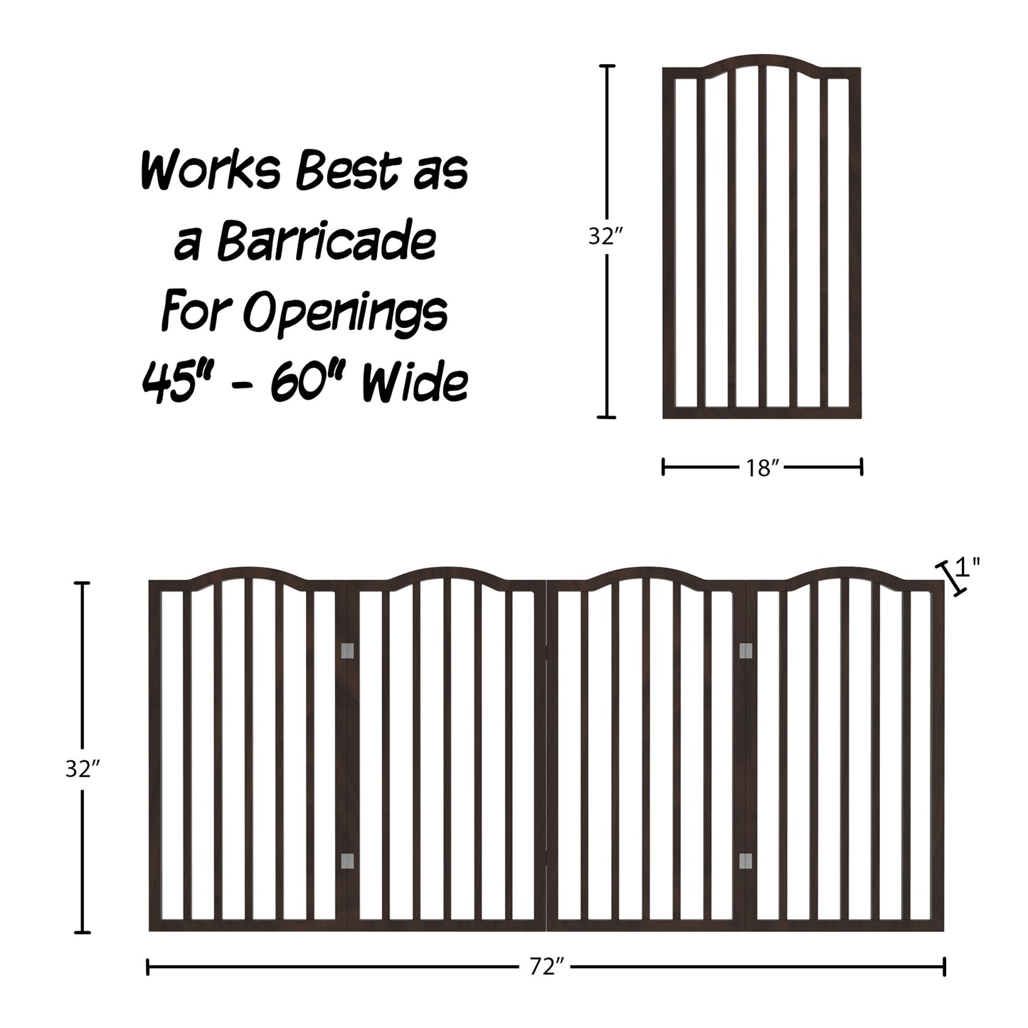 PETMAKER 4-Panel Indoor Foldable Pet Gate, Brown