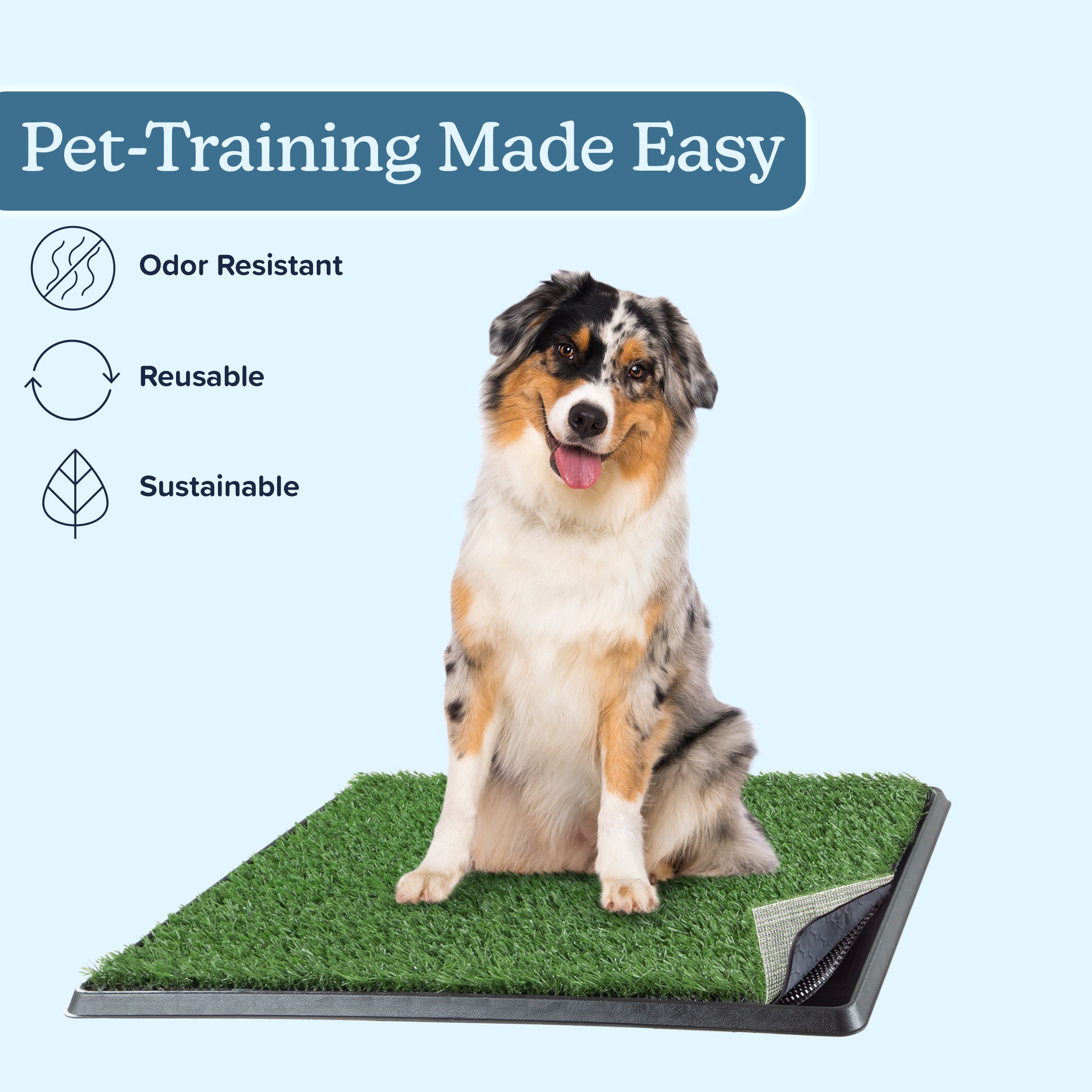 Petmaker Reusable 4 Layer Artificial Grass Puppy Pee Pad with Tray Medium