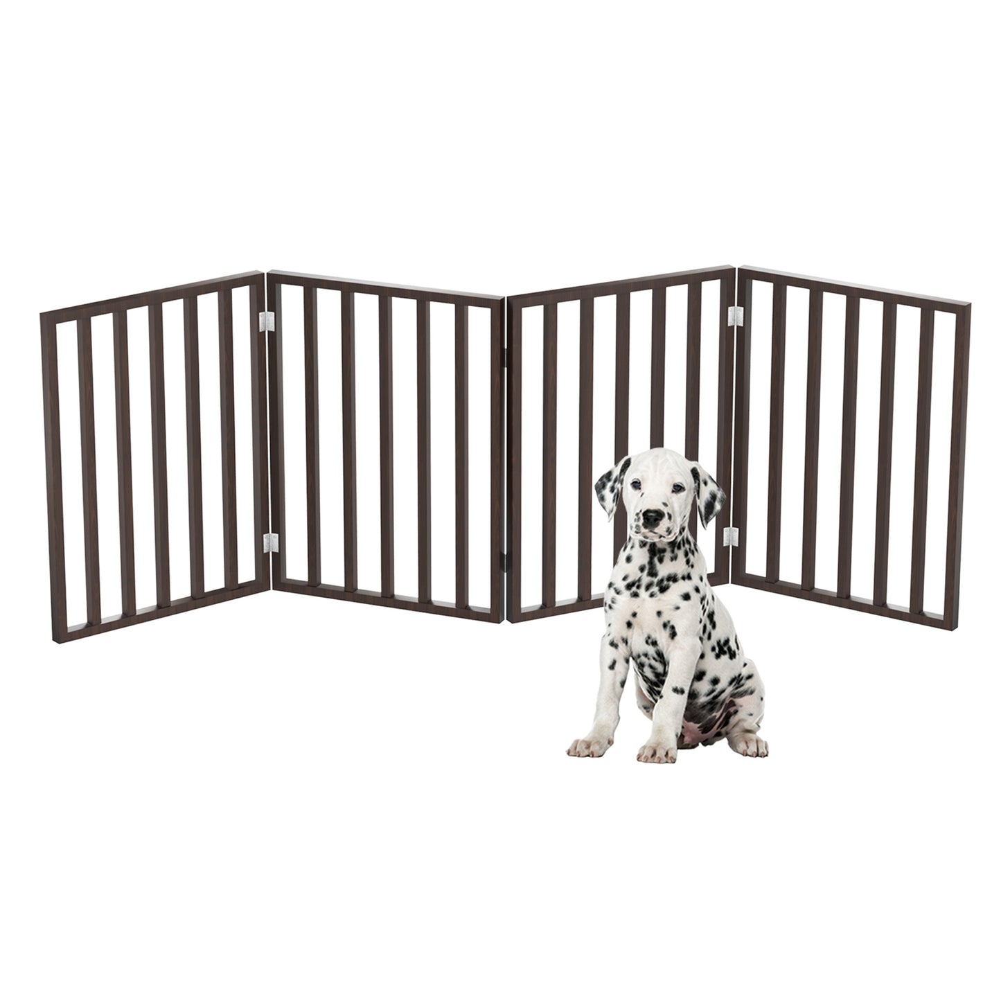 PETMAKER 4-Panel Indoor Foldable Pet Gate, Brown