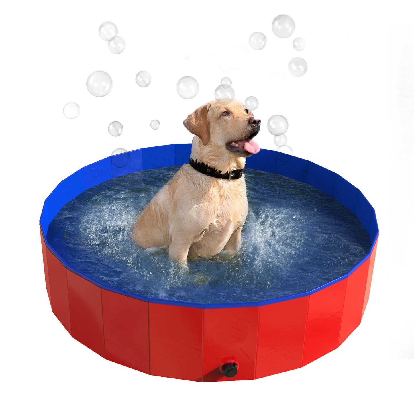 PETMAKER 47x12in Foldable Dog Pool, Red