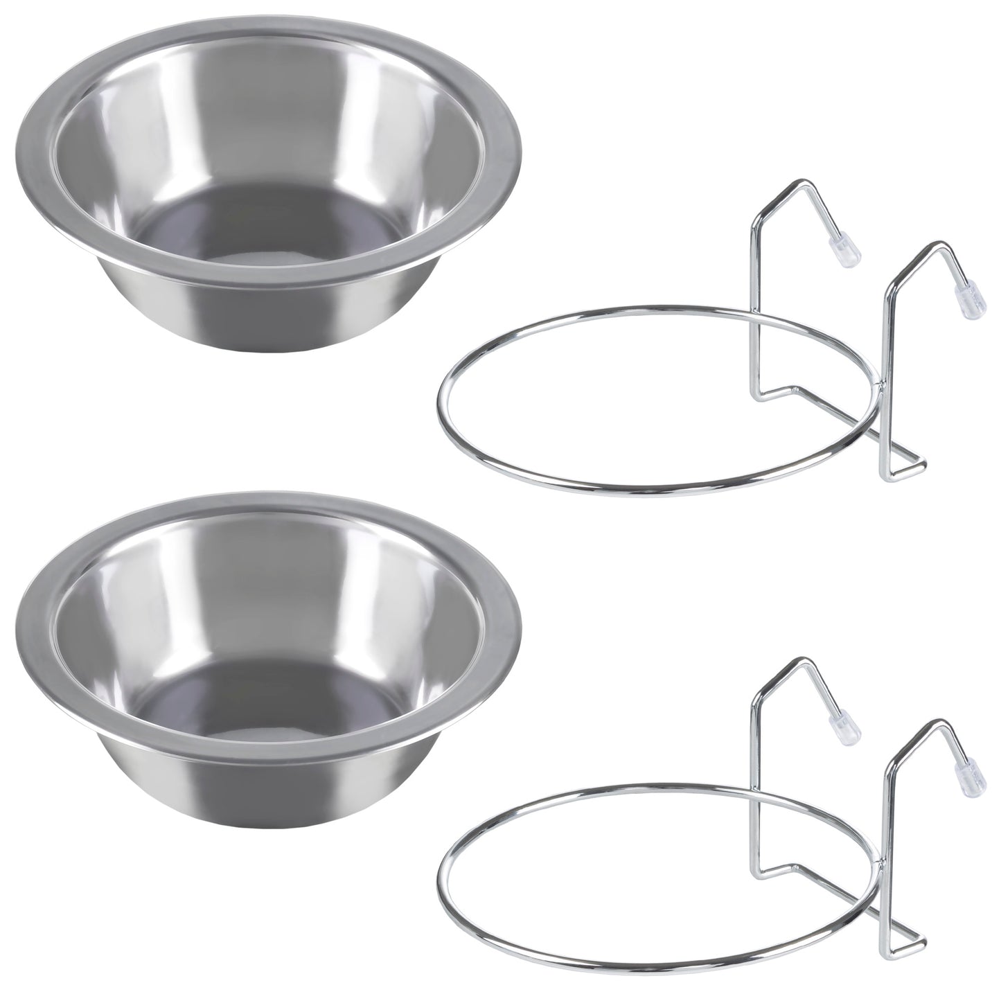 Stainless-Steel Hanging Dog Bowl Set