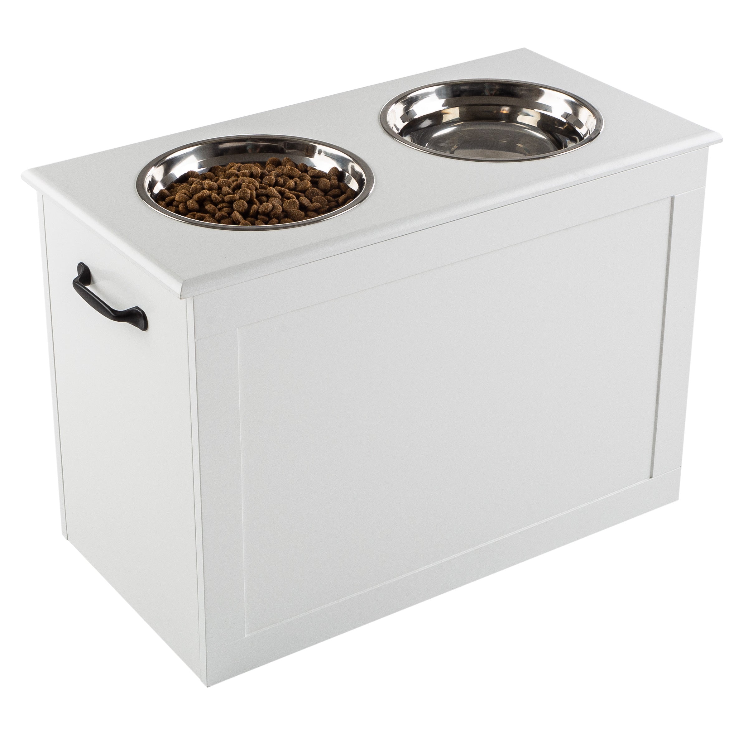 PETMAKER Elevated Dog Bowls with Storage Space for Pet Supplies White PetMaker