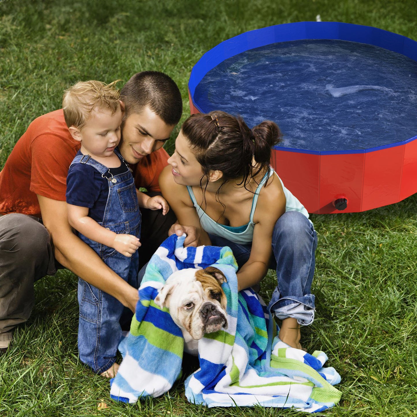 PETMAKER 47x12in Foldable Dog Pool, Red