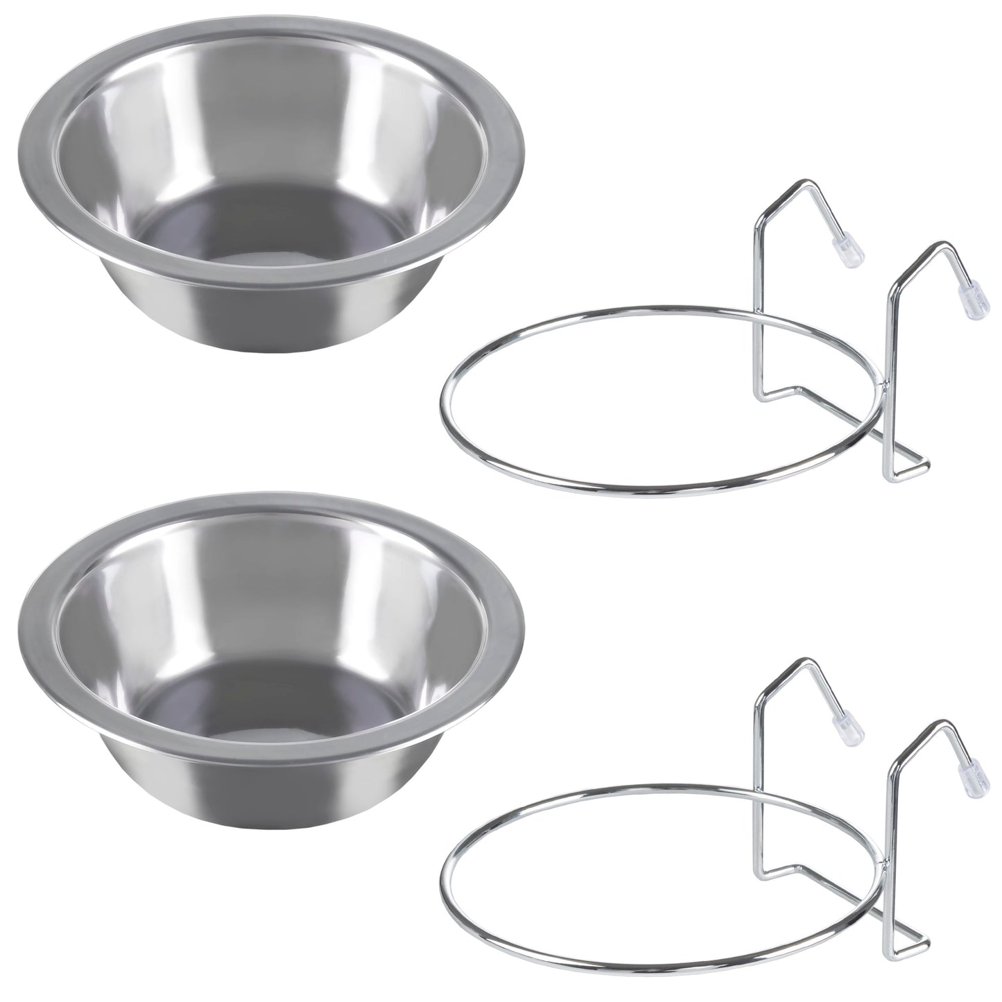 Stainless-Steel Hanging Dog Bowl Set