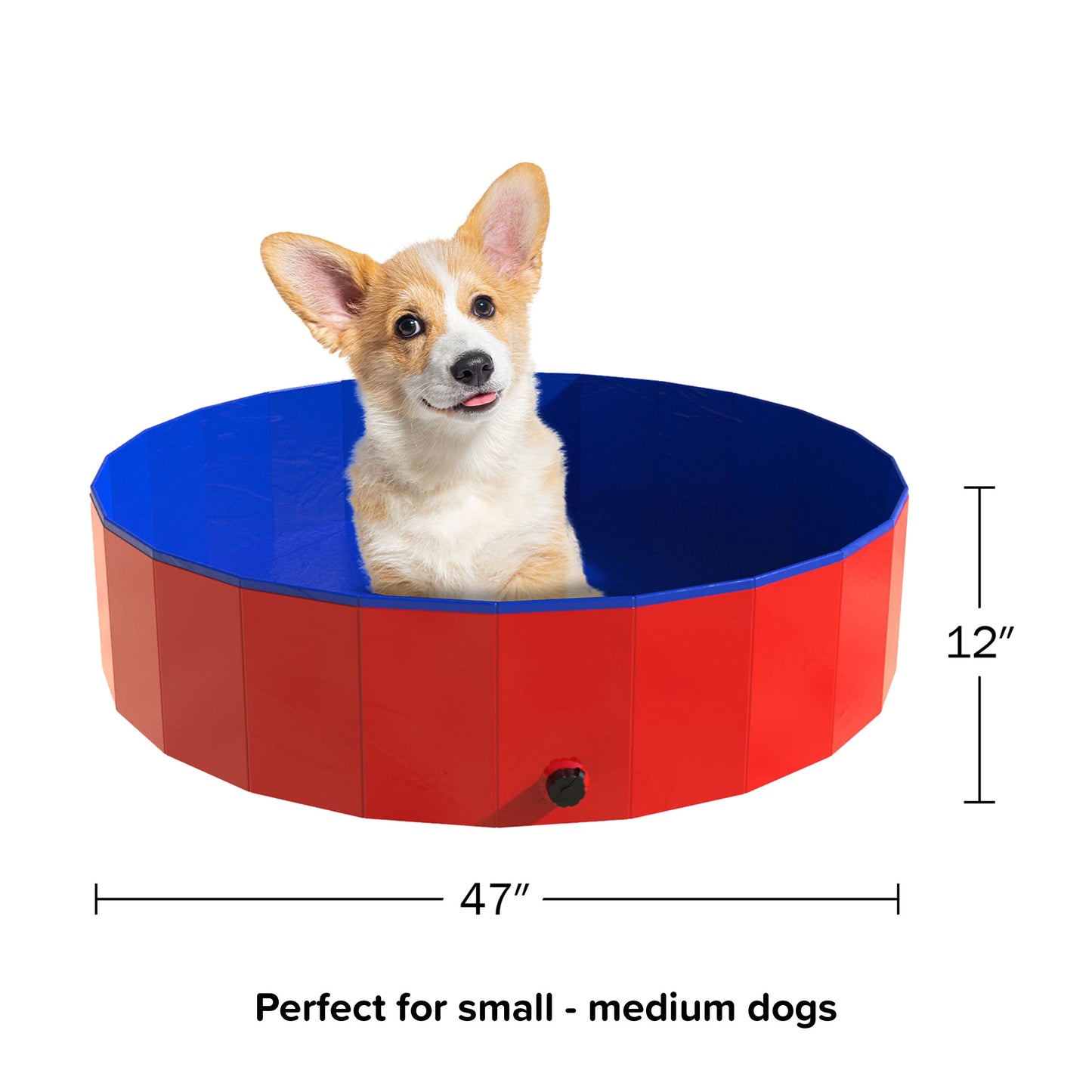 PETMAKER 47x12in Foldable Dog Pool, Red