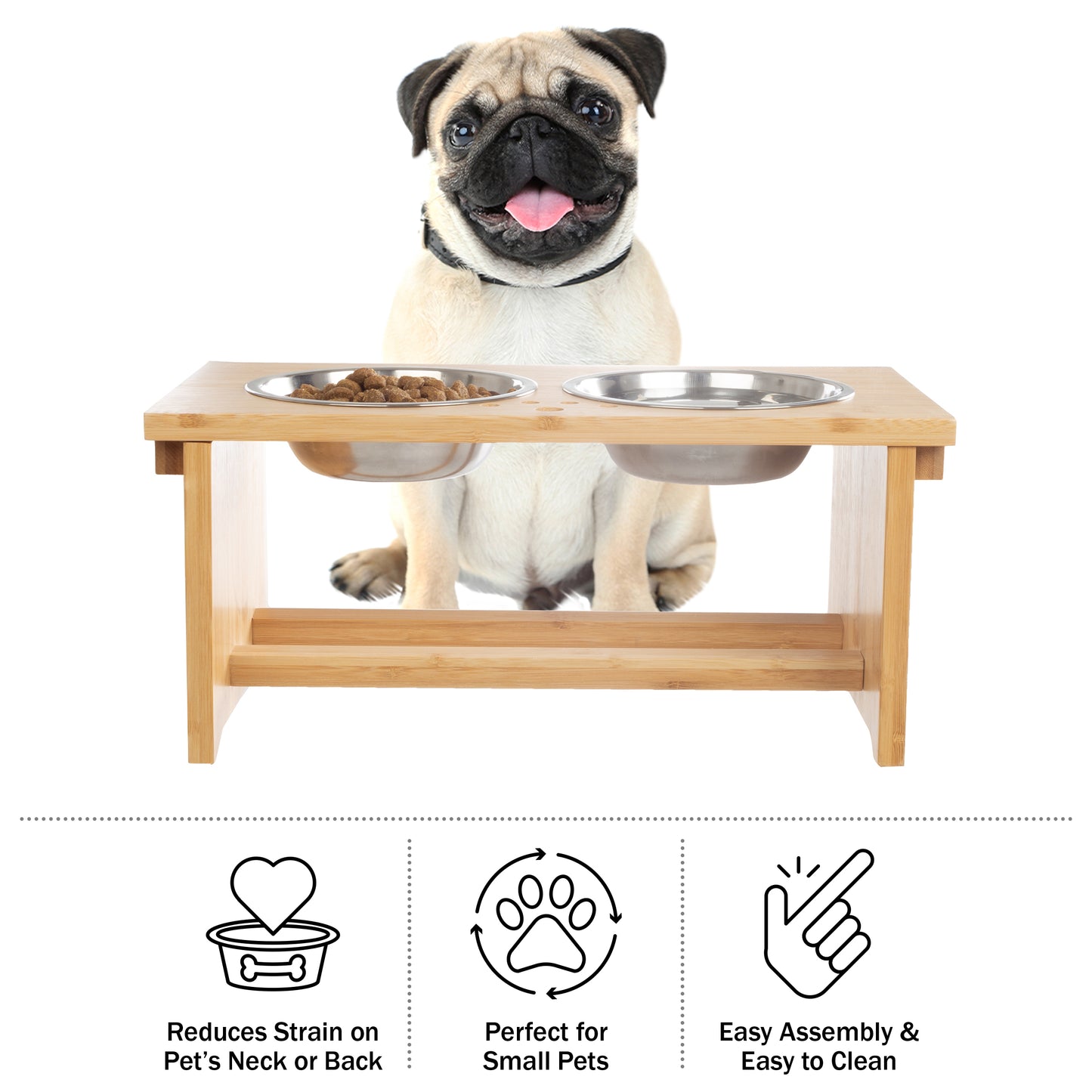 Elevated Dog Bowls with Bamboo Stand