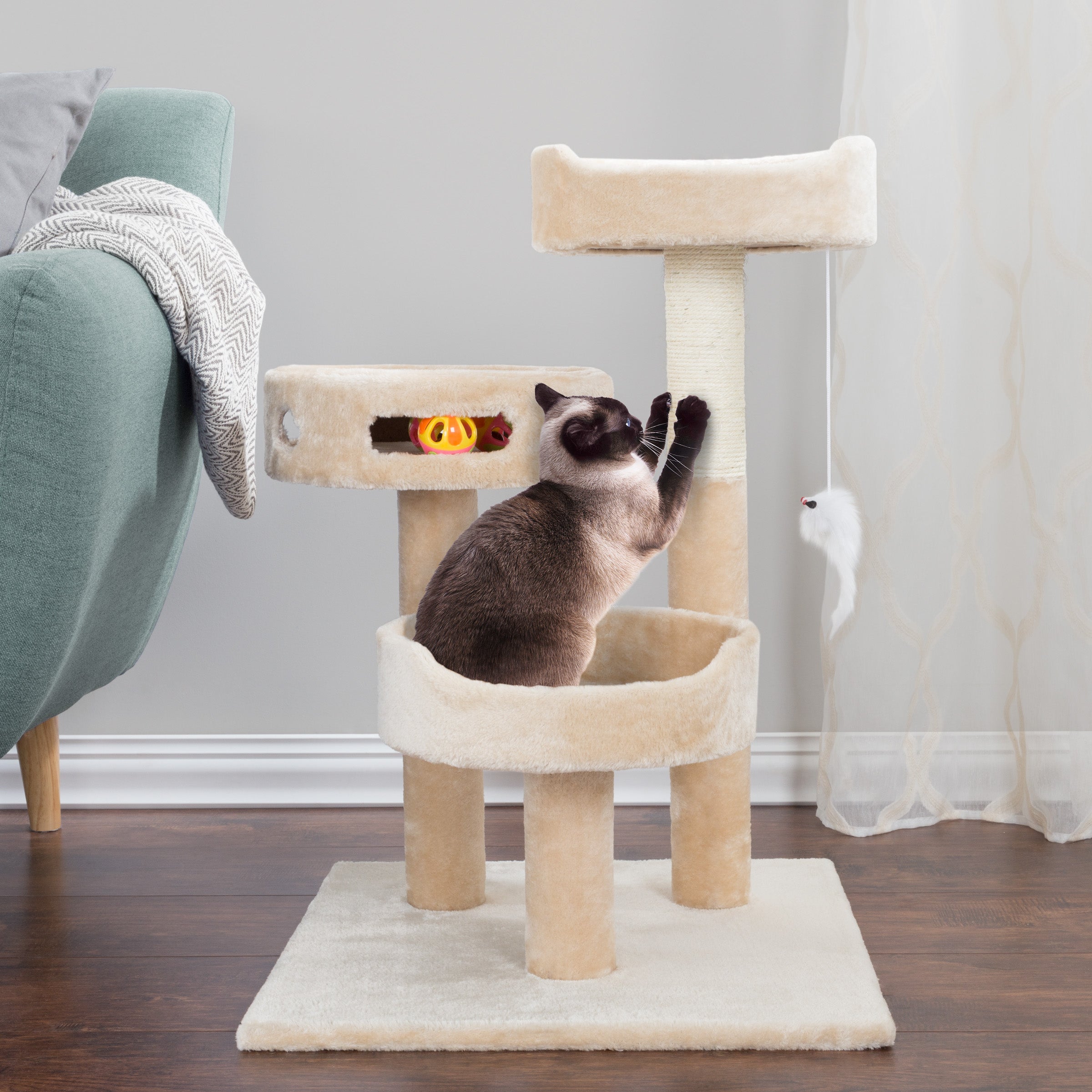 Three tier cat store tower