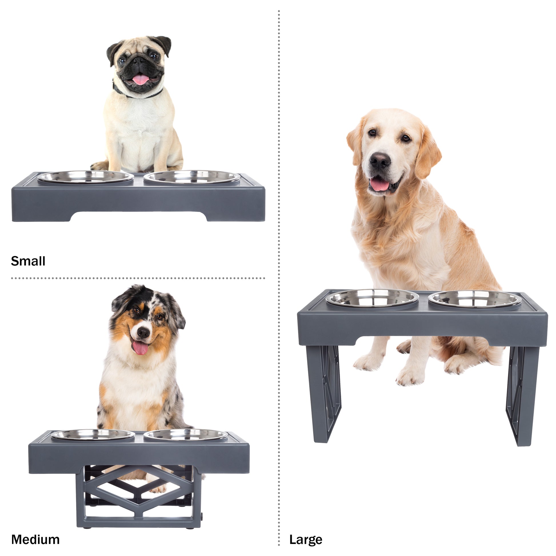 Elevated Dog Bowls for Large Dogs, 4 Adjustable Heights Raised Pet Bowl  Stand US