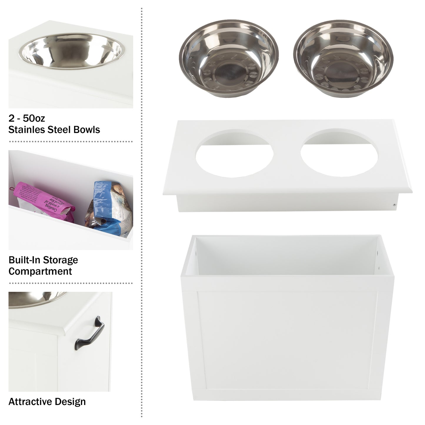 Modern Elevated Pet Food Bowl Feeder Dishes, Set of 2 for Food Water White,  1 Unit - Kroger
