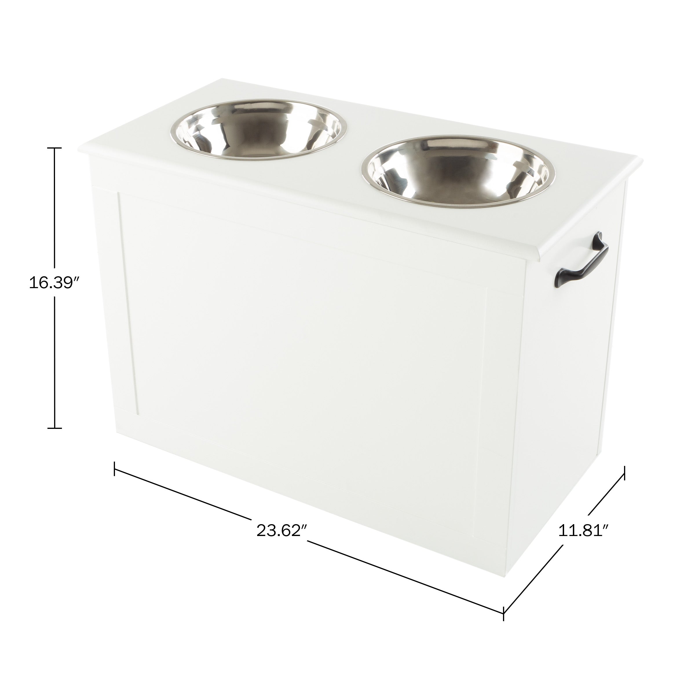 Elevated Dog Bowls with Storage 16 Inch Tall Feeding Tray with