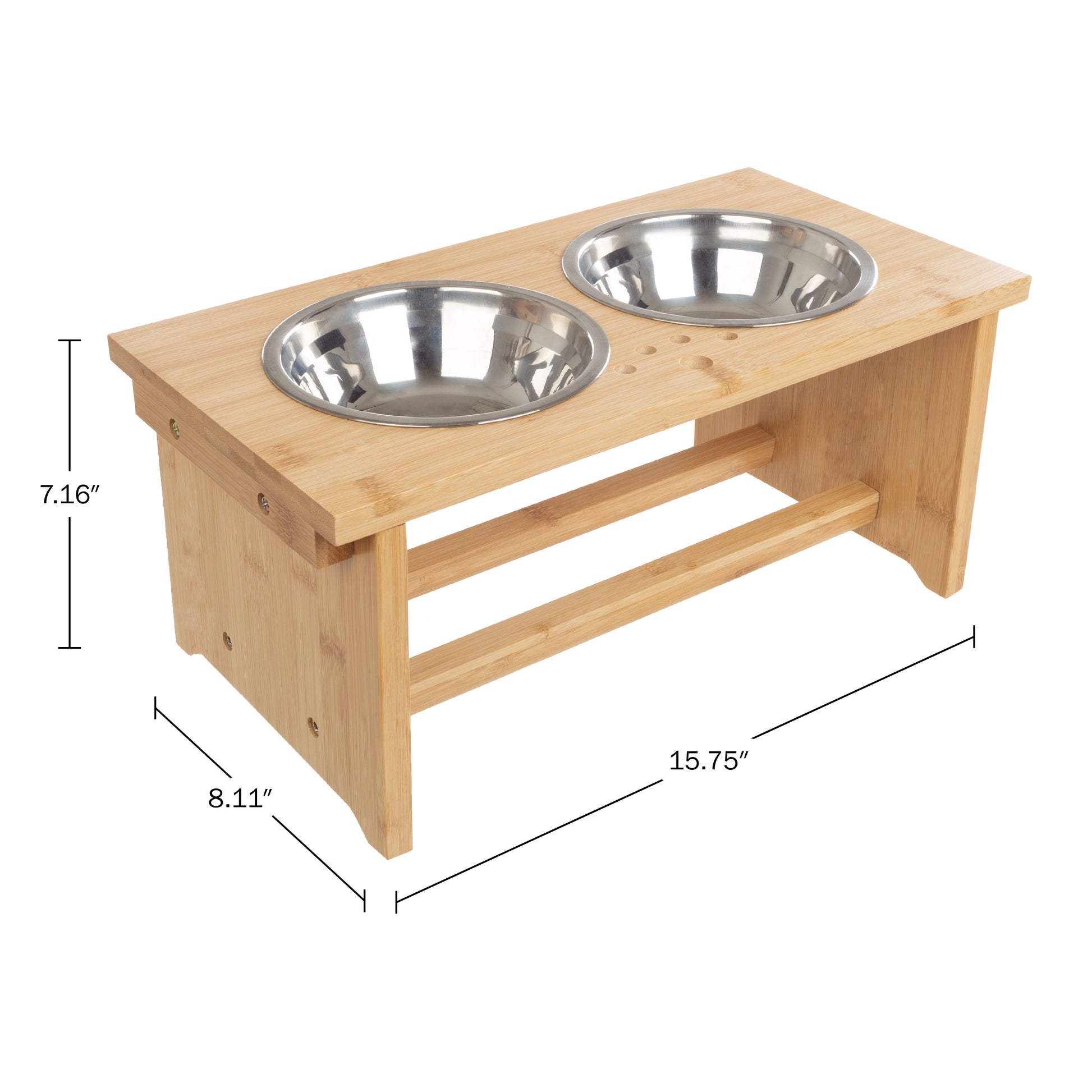 MRECHIR Large 15 Tall Bamboo Elevated Dog & Pet Feeder- Double Bowl Raised  Food&Water Stand